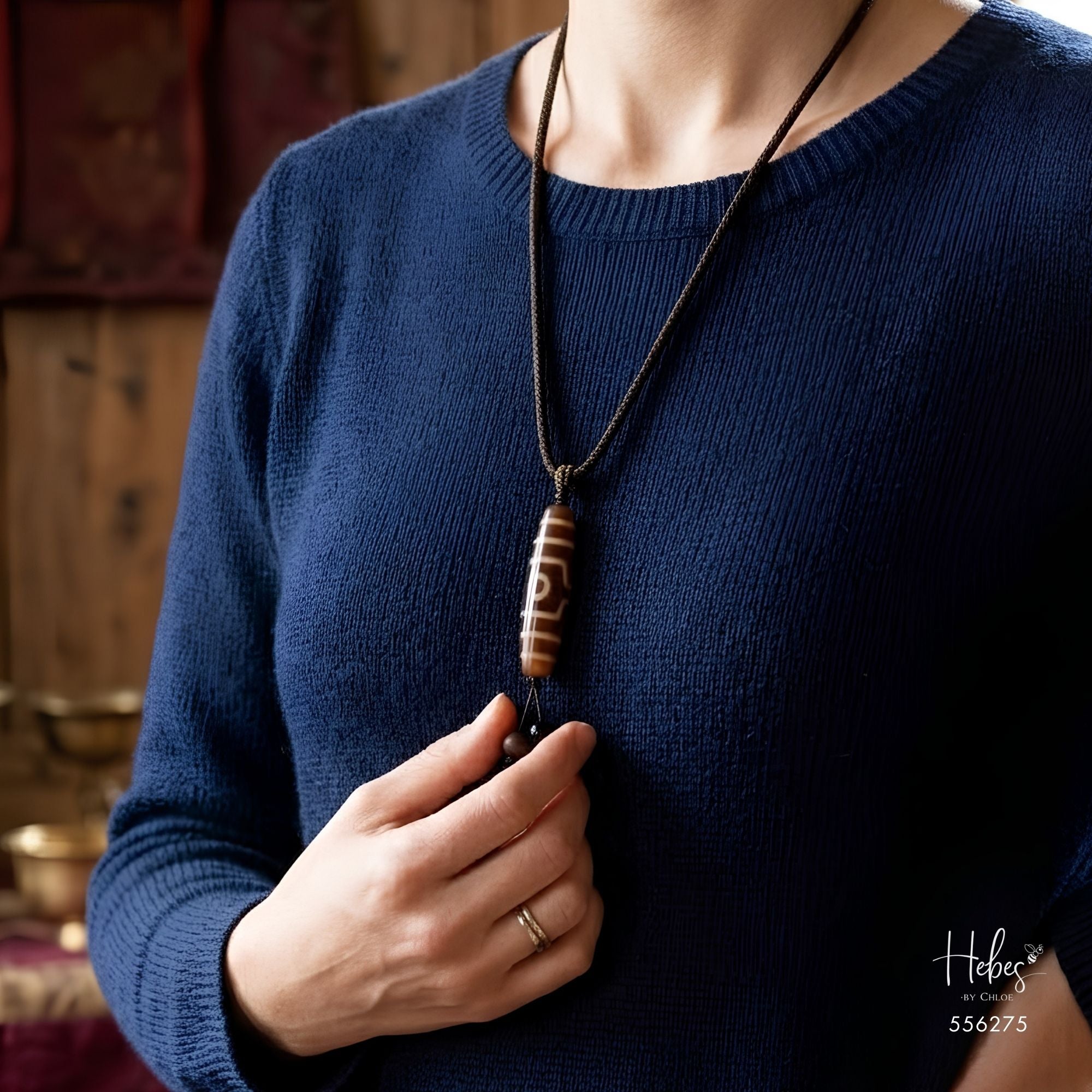 The Auspicious Trinity 3-Eye Dzi Pendant 556275