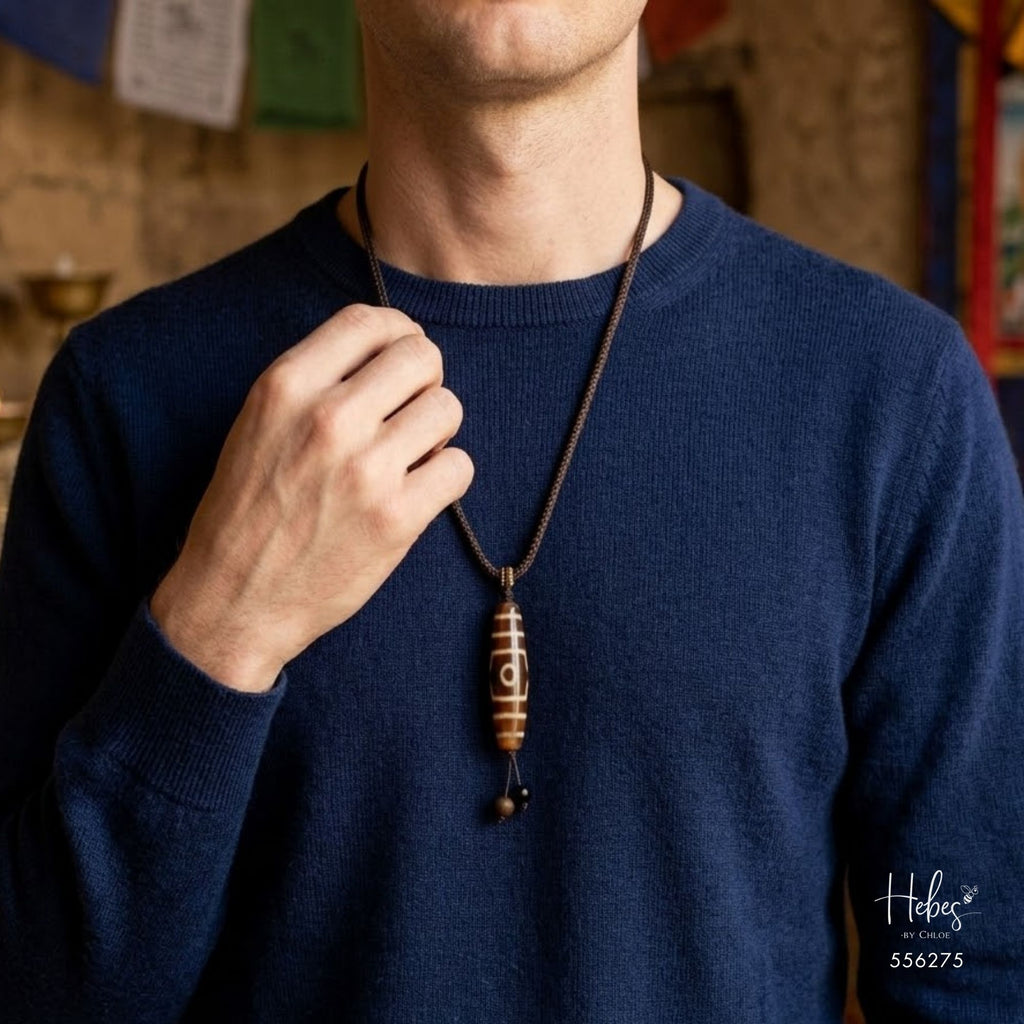 The Auspicious Trinity 3-Eye Dzi Pendant 556275