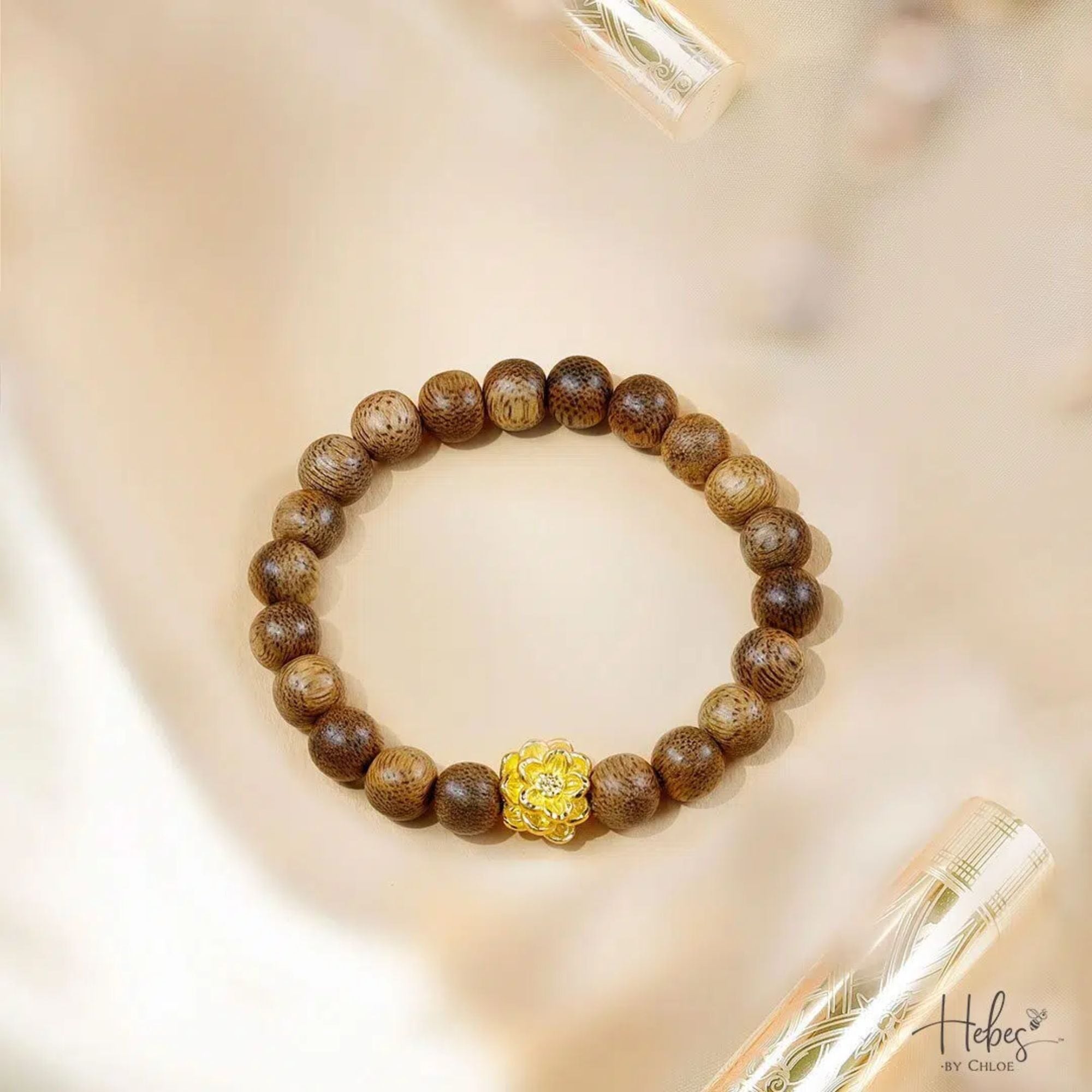 Vietnamese Agarwood Lotus Charm Bracelet HC2366