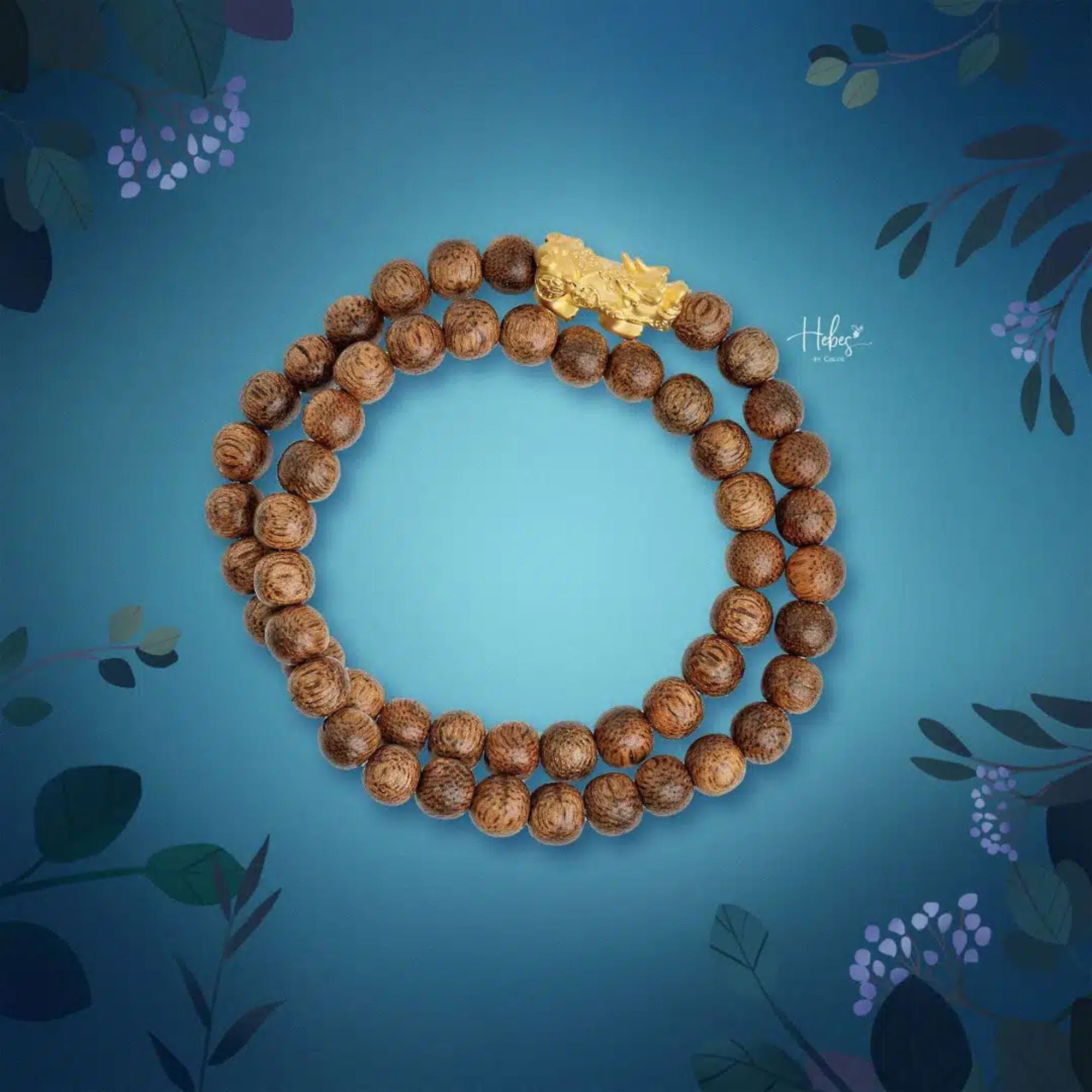 Vietnamese 108 Beads Agarwood Pixiu Dragon Charm Bracelet HC2369