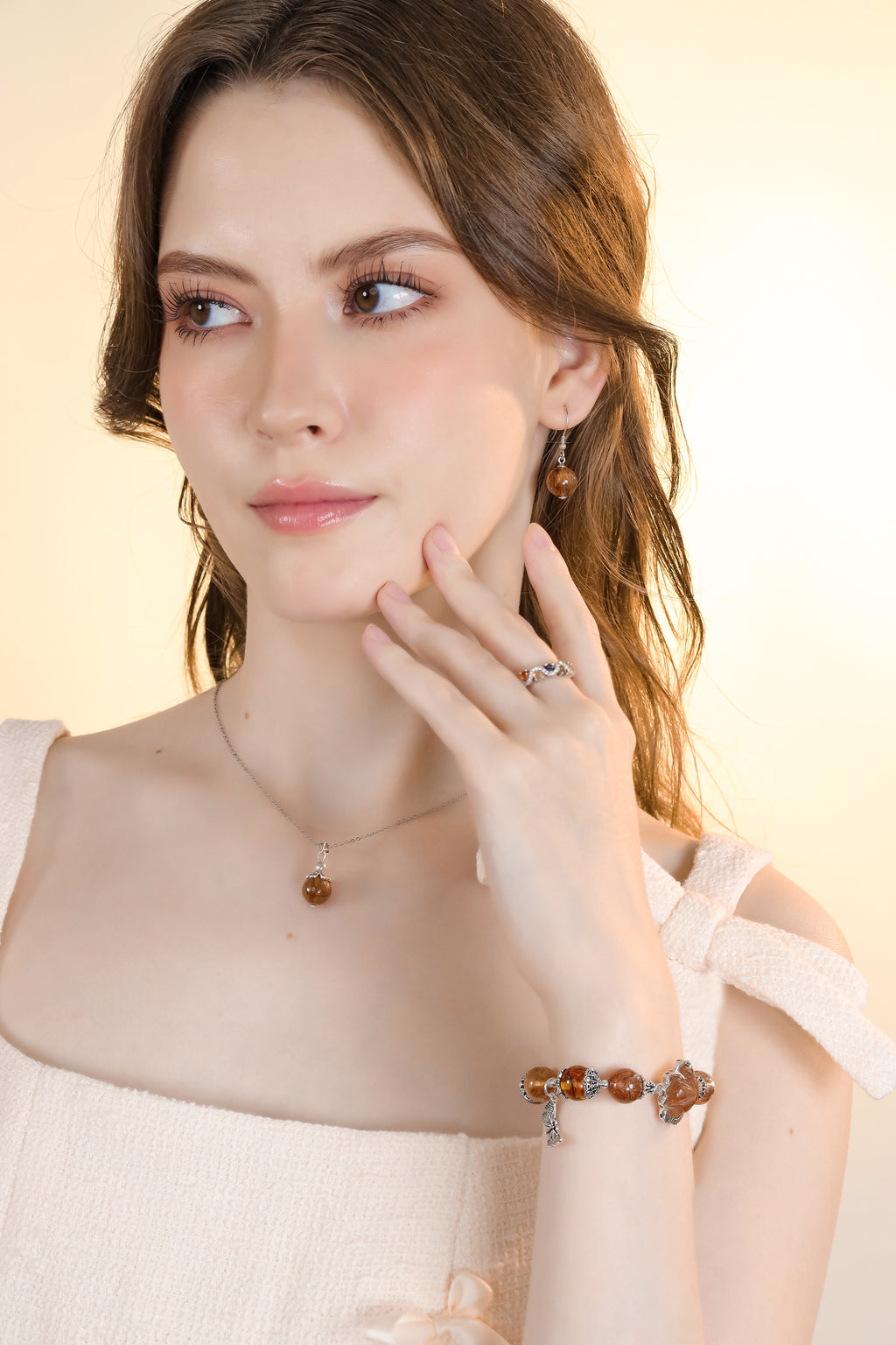 Autumn Glow Golden Harvest Red Rutilated Quartz Bracelet