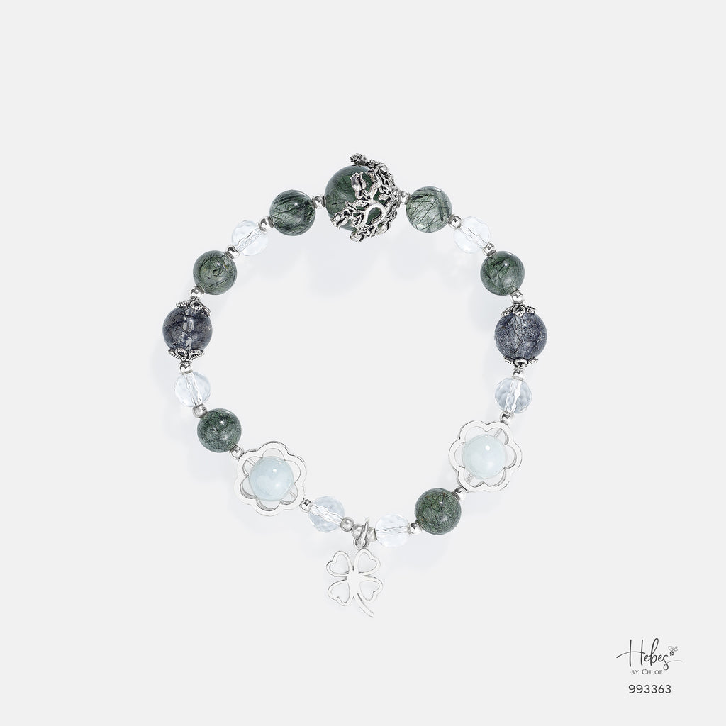 Autumn Glow Emerald Aurtumn Green Rutilated Quartz Bracelet
