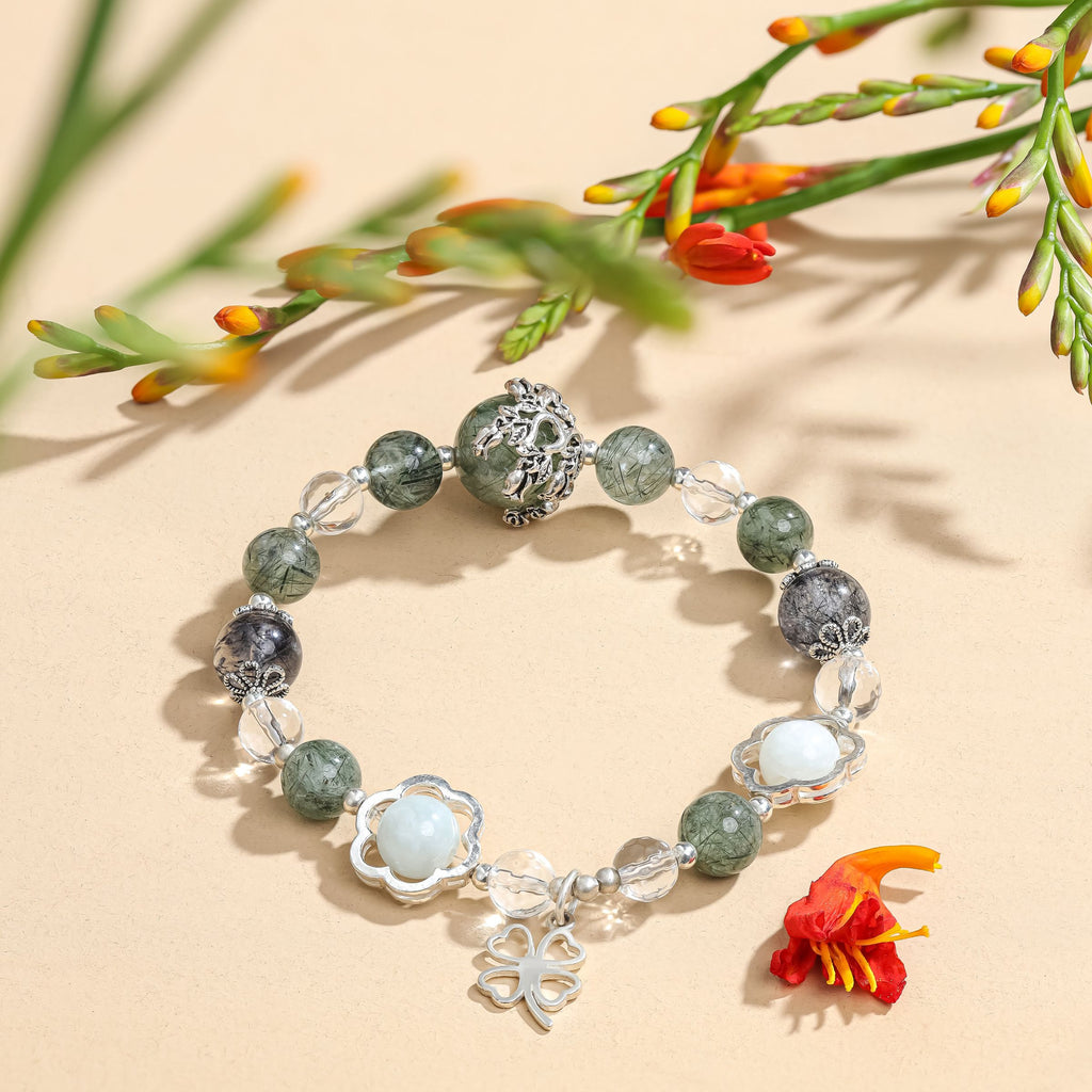 Autumn Glow Emerald Aurtumn Green Rutilated Quartz Bracelet