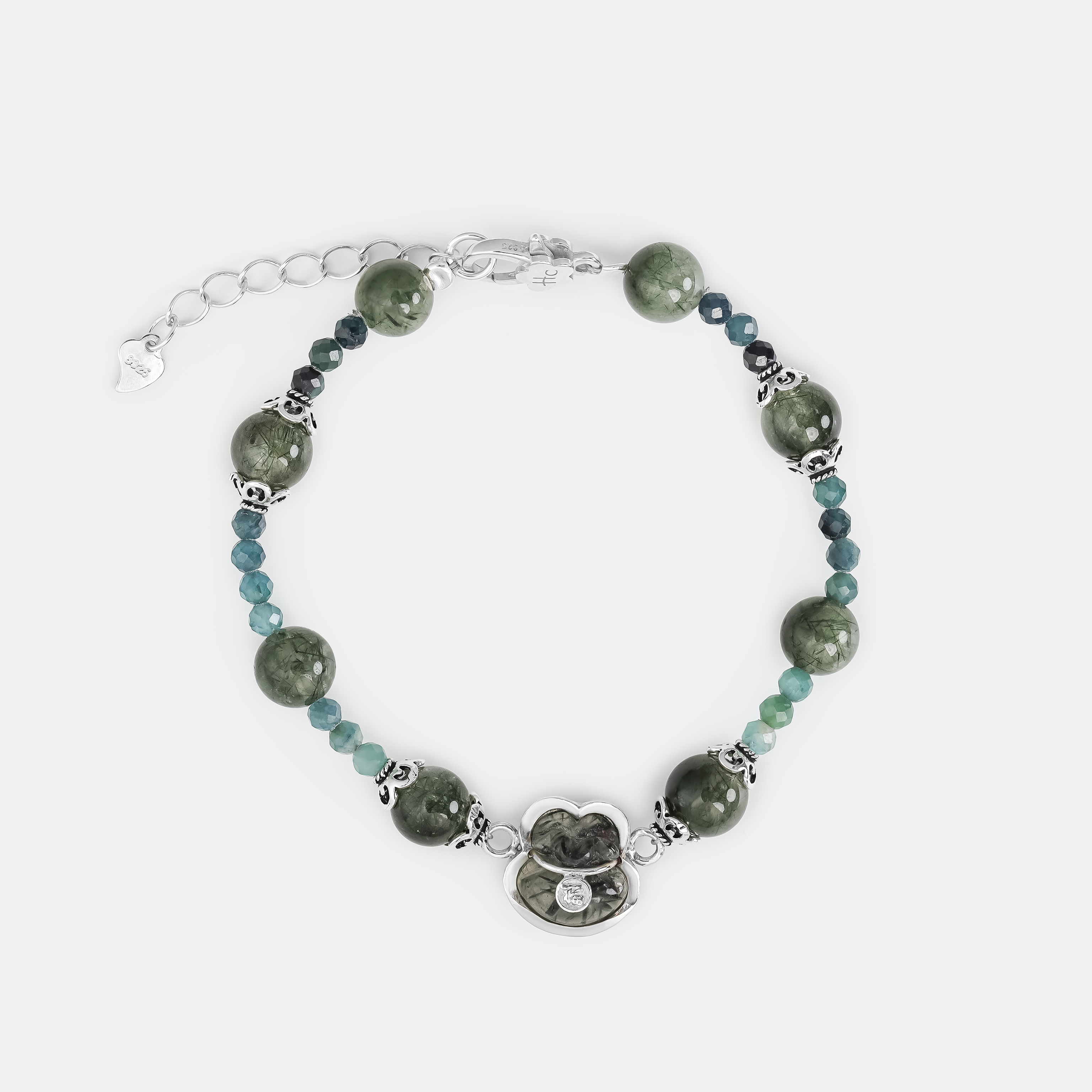 Tourmaline  mix Green rutilated quart bracelet