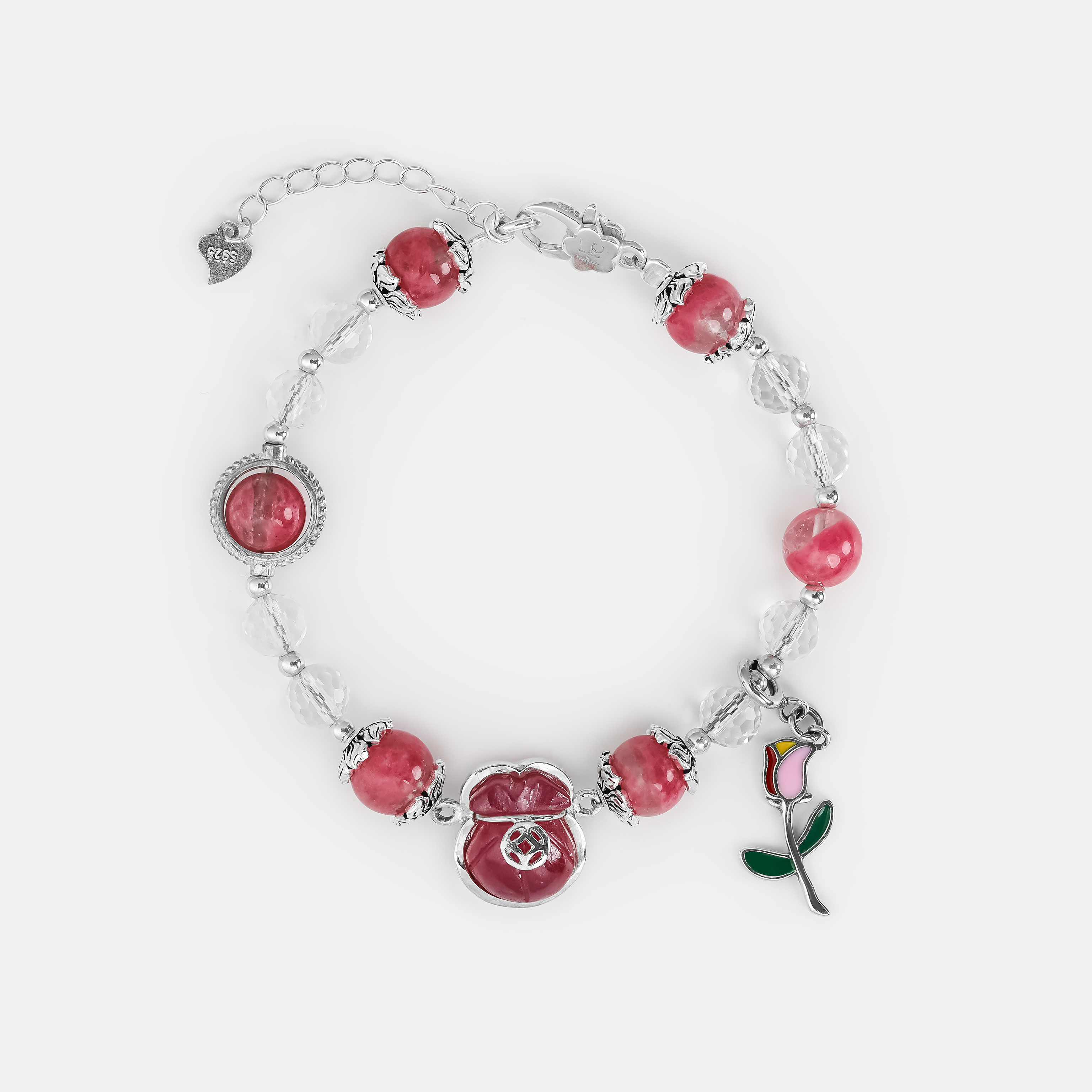 Ruby  Bracelet with Carved Stone