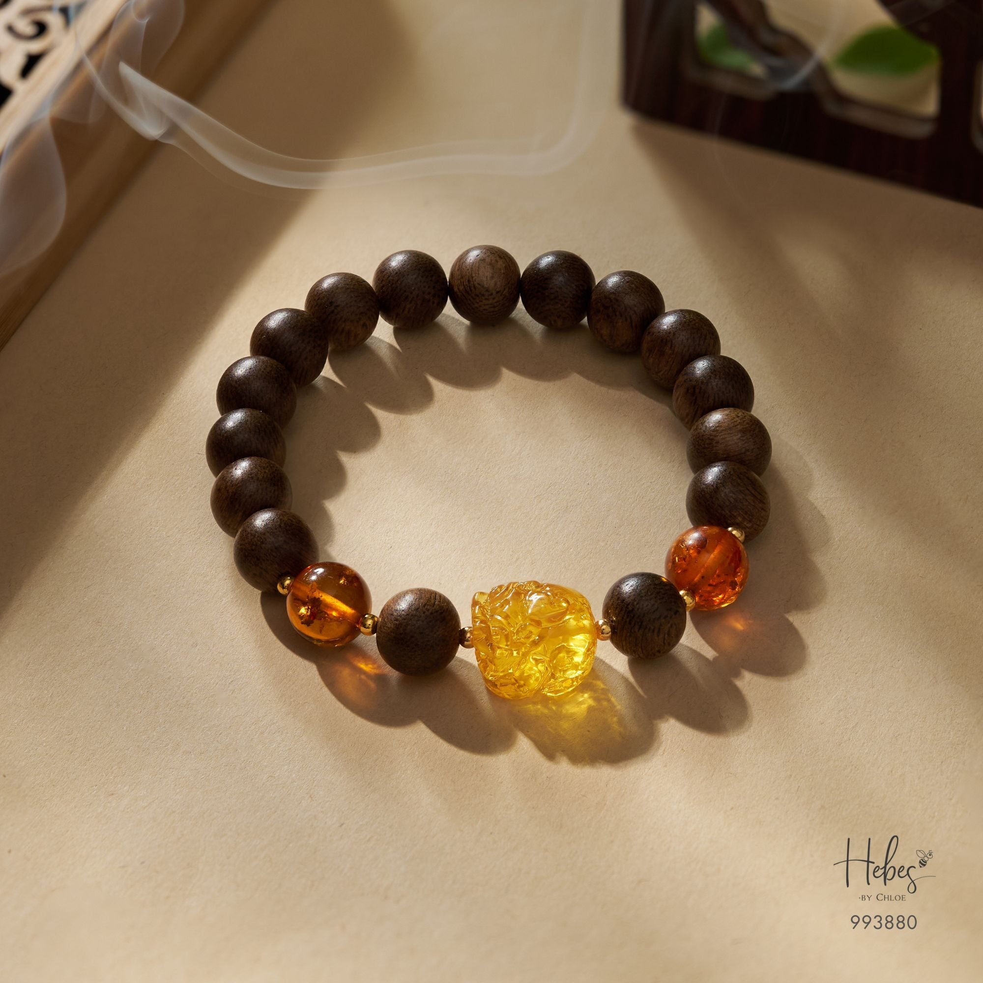 Vietnamese Agarwood Pixiu Dragon Amber Bracelet (9mm) - 993880