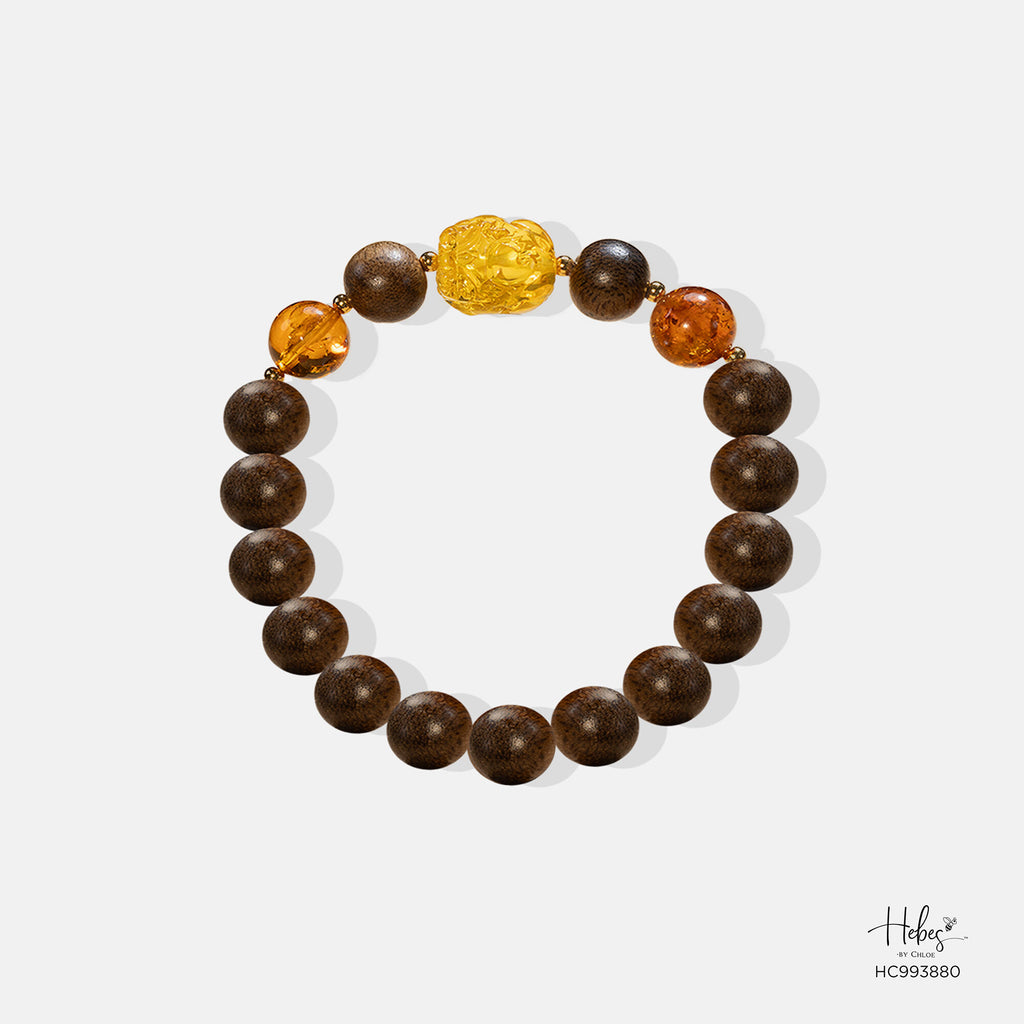 Vietnamese Agarwood Pixiu Dragon Amber Bracelet (9mm) - 993880