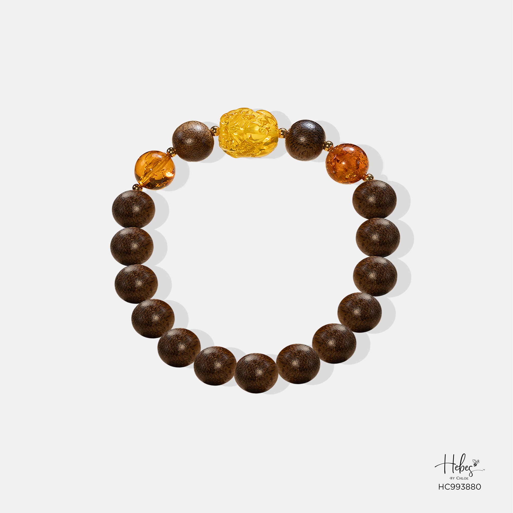 Vietnamese Agarwood Pixiu Dragon Amber Bracelet (9mm) - 993880
