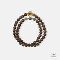 Vietnamese Double-Wrap Agarwood Bracelet with Nephrite and Lotus Charm 993883