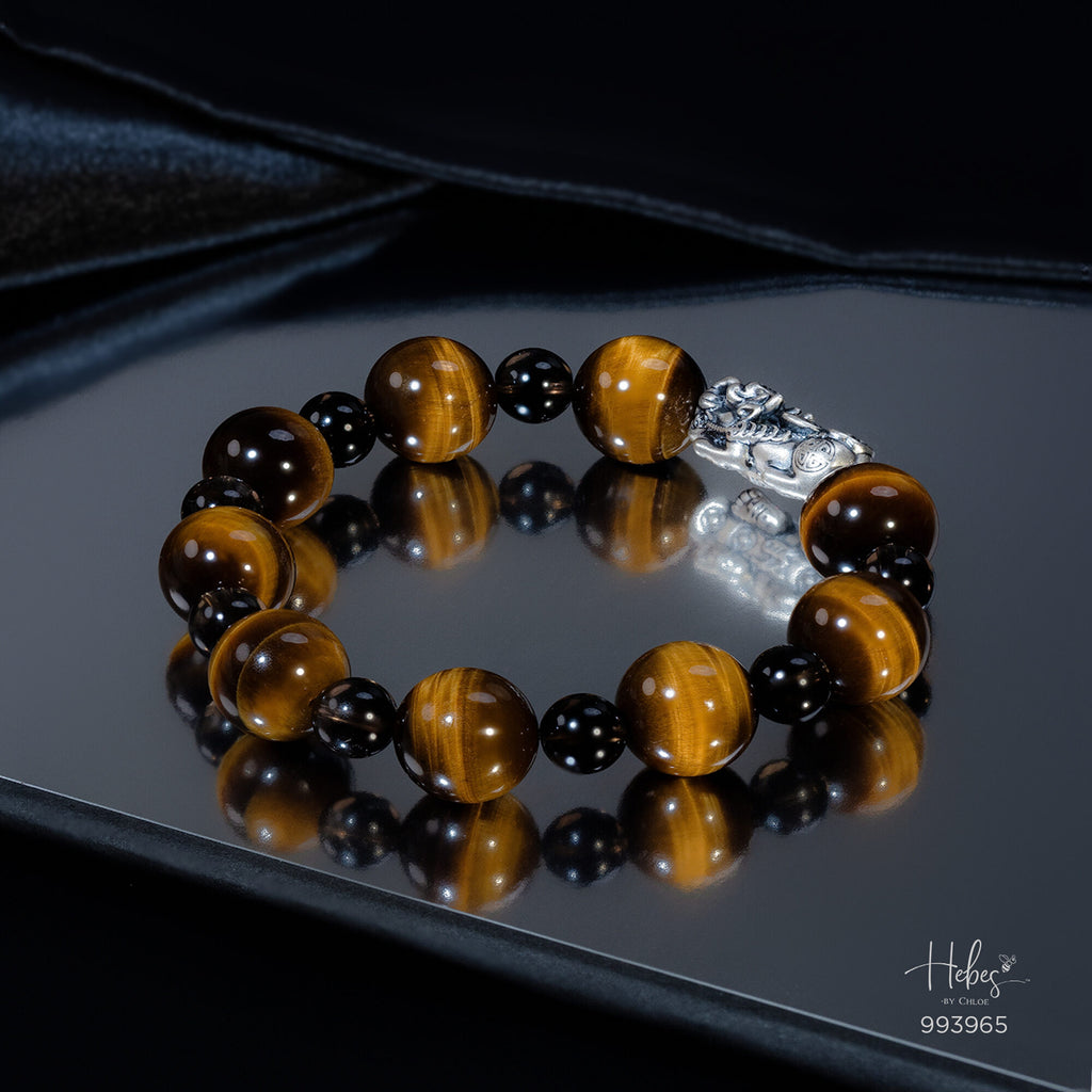 The Emperor Tiger Eye with Smoky Rutilated Quartz Bracelet 993965