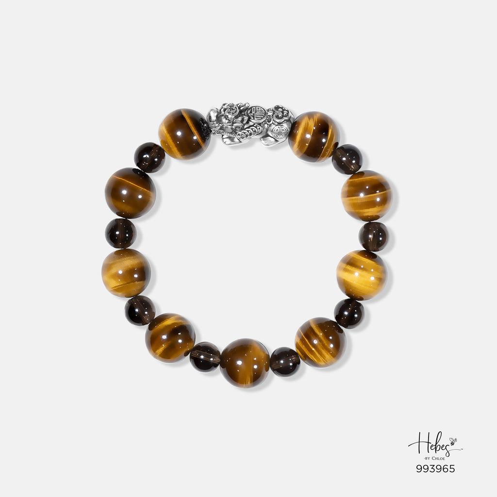 The Emperor Tiger Eye with Smoky Rutilated Quartz Bracelet 993965