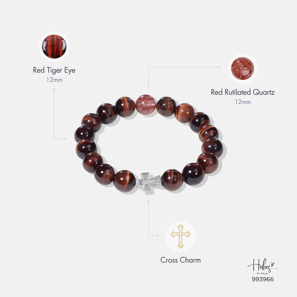 The Emperor Tiger Eye with Red Rutillated Quartz Bracelet 993966
