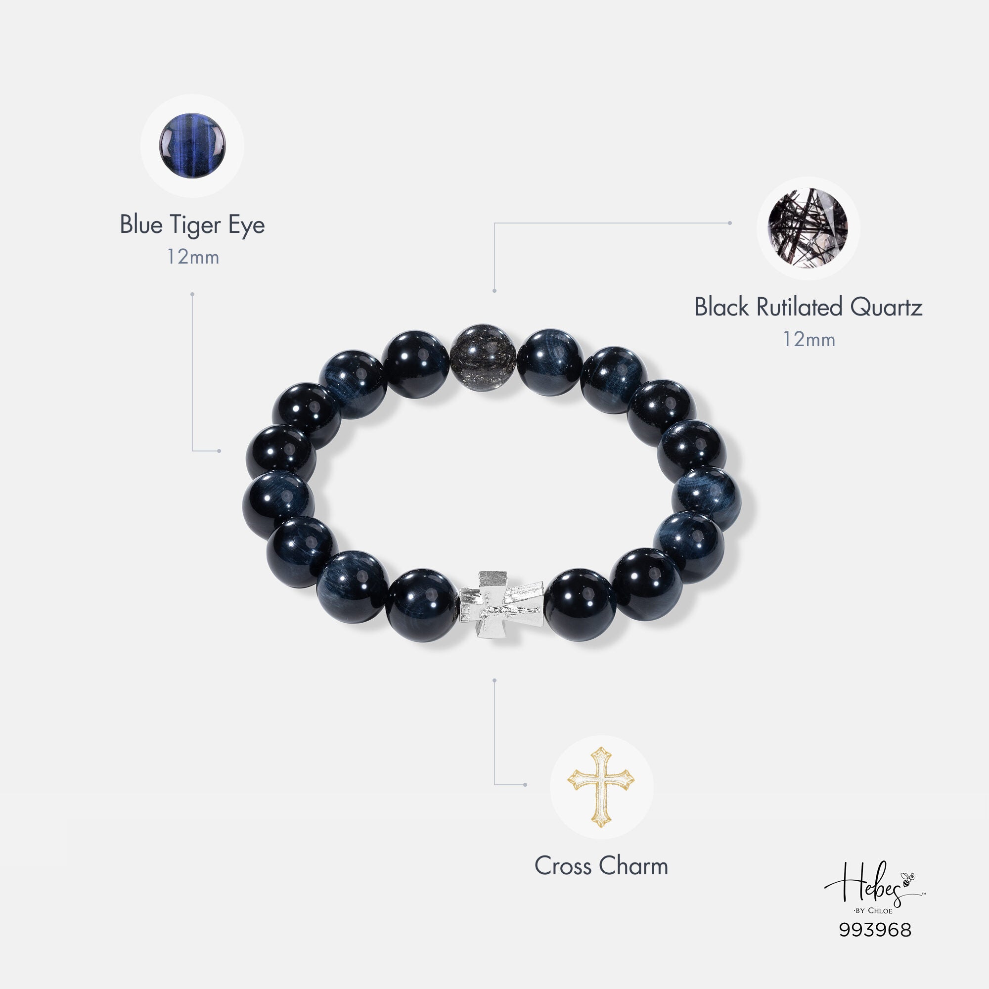 The Emperor Tiger Eye with Black Rutilated Quartz Bracelet 993968