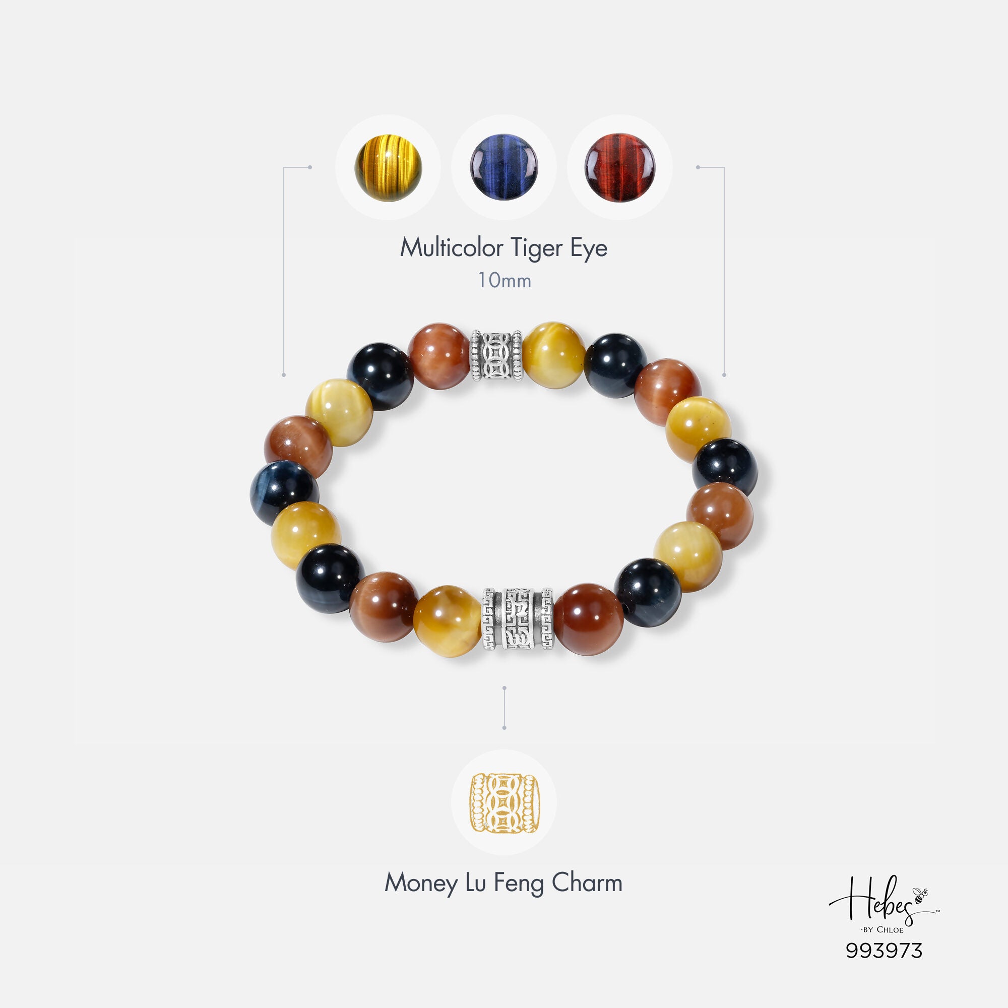The Emperor Multicolor Tiger Eye Bracelet (10 mm) - 993973
