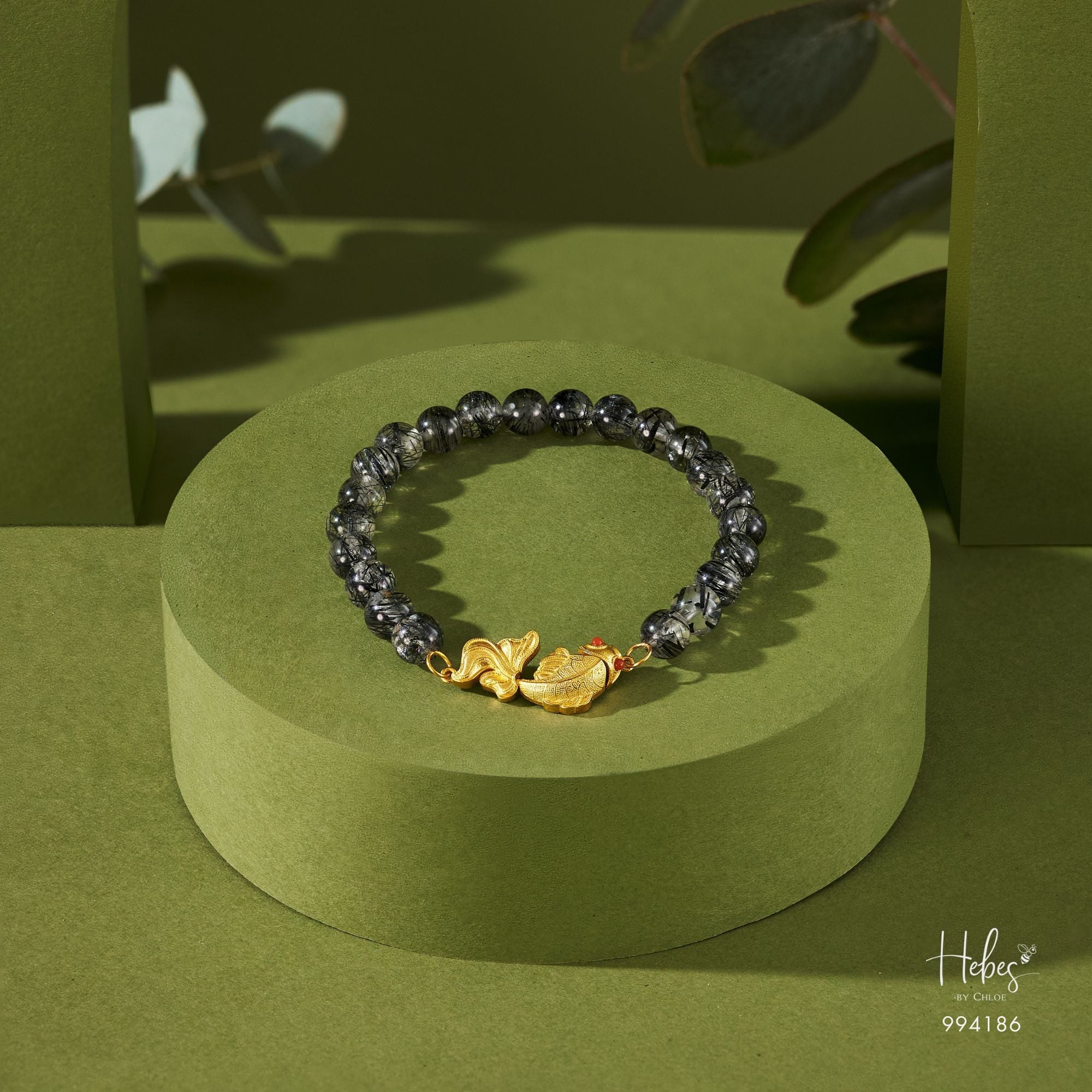 Glimmer Black Rutilated Golden Fish Bracelet 994186