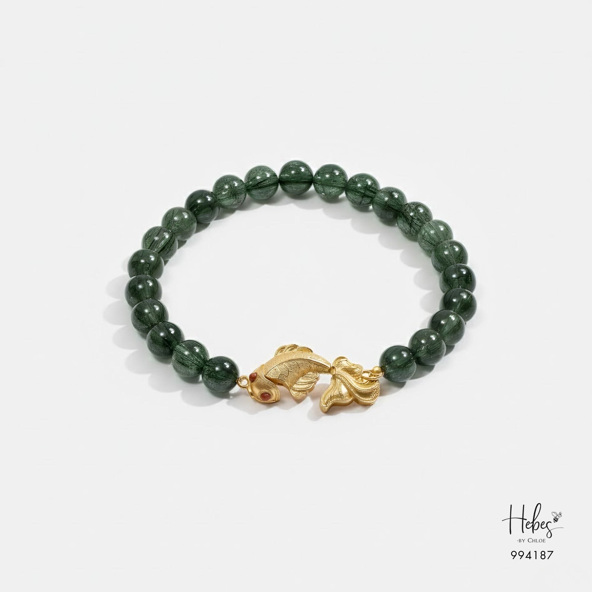Glimmer Green Rutilated Golden Fish Bracelet 994187