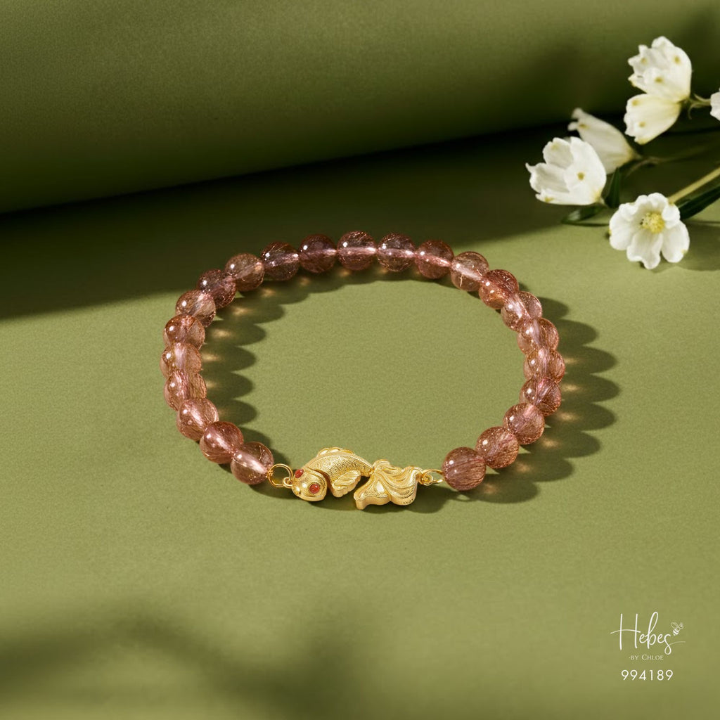 Glimmer Red Rutilated Golden Fish Bracelet 994189