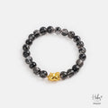 Glimmer Black Rutilated Quartz Gold Cat Bracelet 994207
