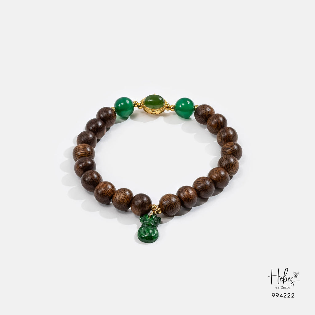 Vietnamese Agarwood Agate with Money Pouch Bracelet (8mm) 994222
