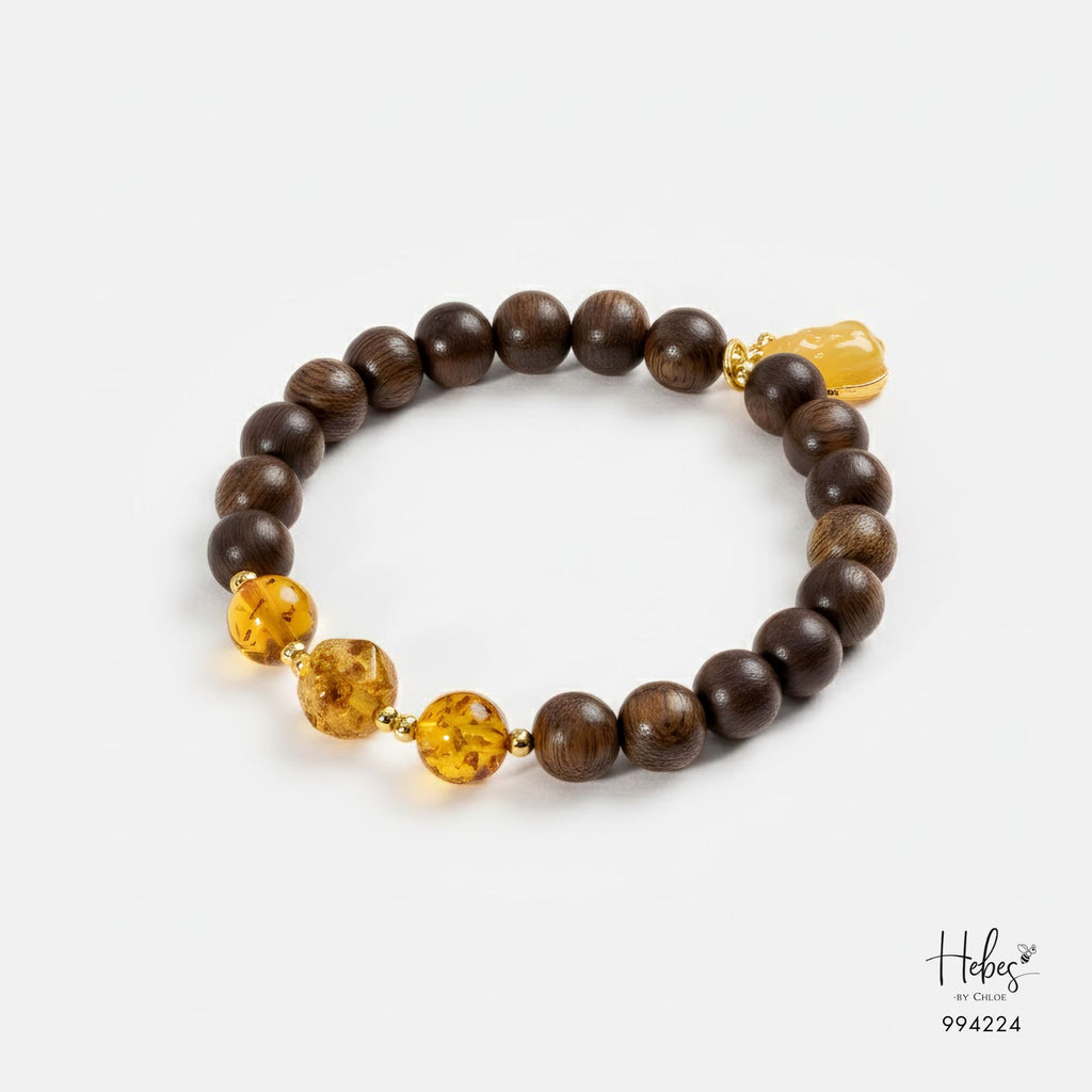 Vietnamese Agarwood Amber with Pixiu Charm Bracelet (8mm) 994224