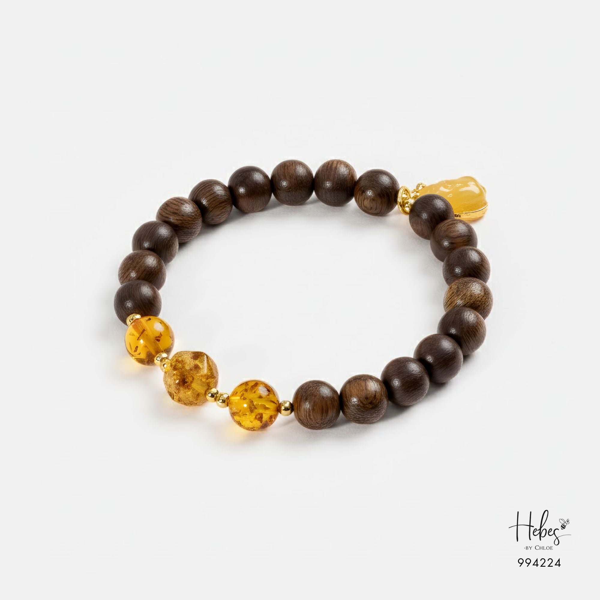 Vietnamese Agarwood Amber with Pixiu Charm Bracelet (8mm) 994224