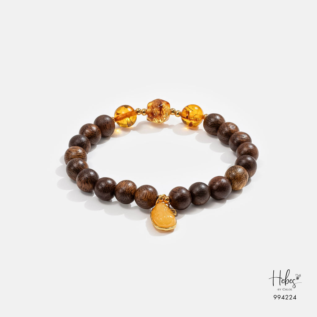 Vietnamese Agarwood Amber with Pixiu Charm Bracelet (8mm) 994224