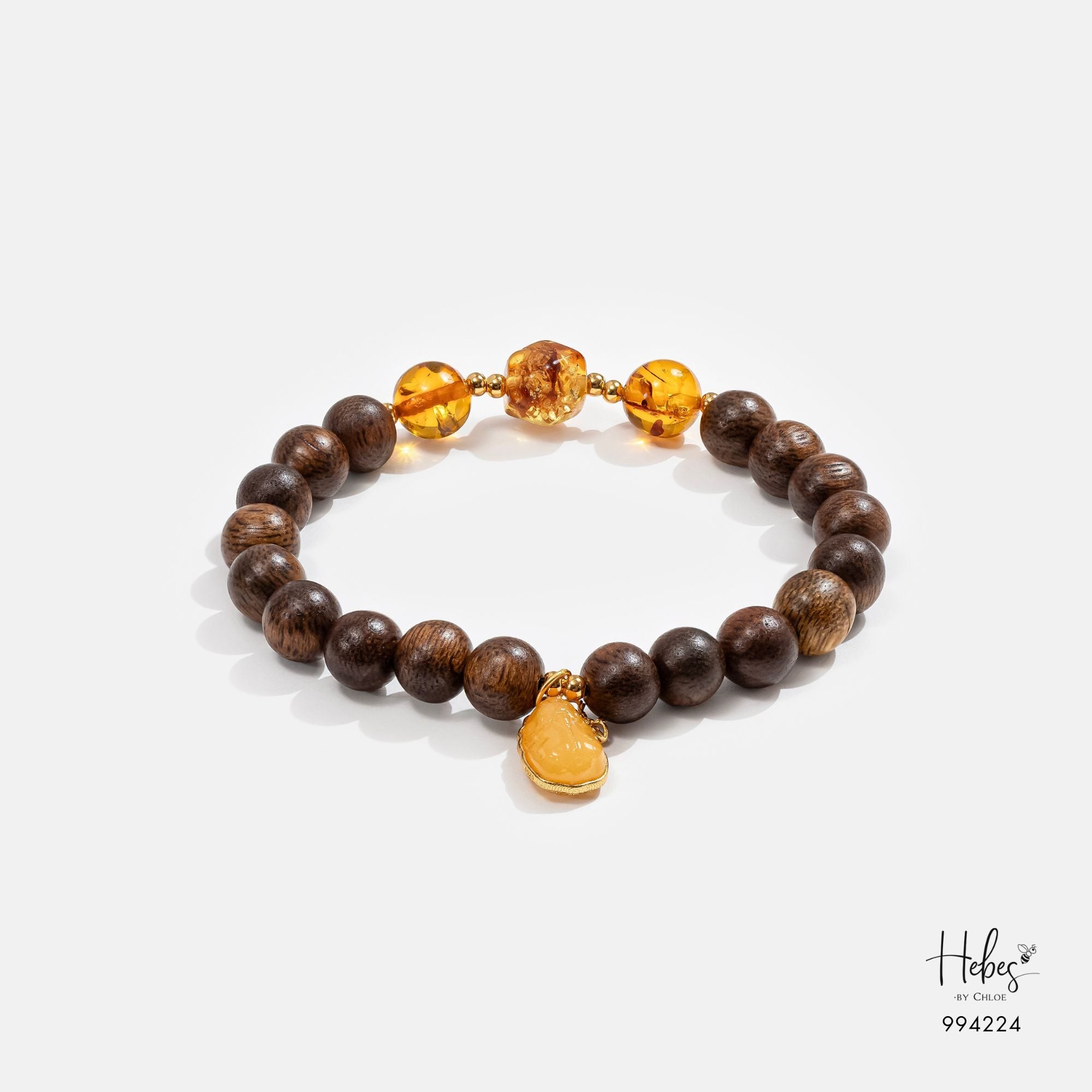 Vietnamese Agarwood Amber with Pixiu Charm Bracelet (8mm) 994224