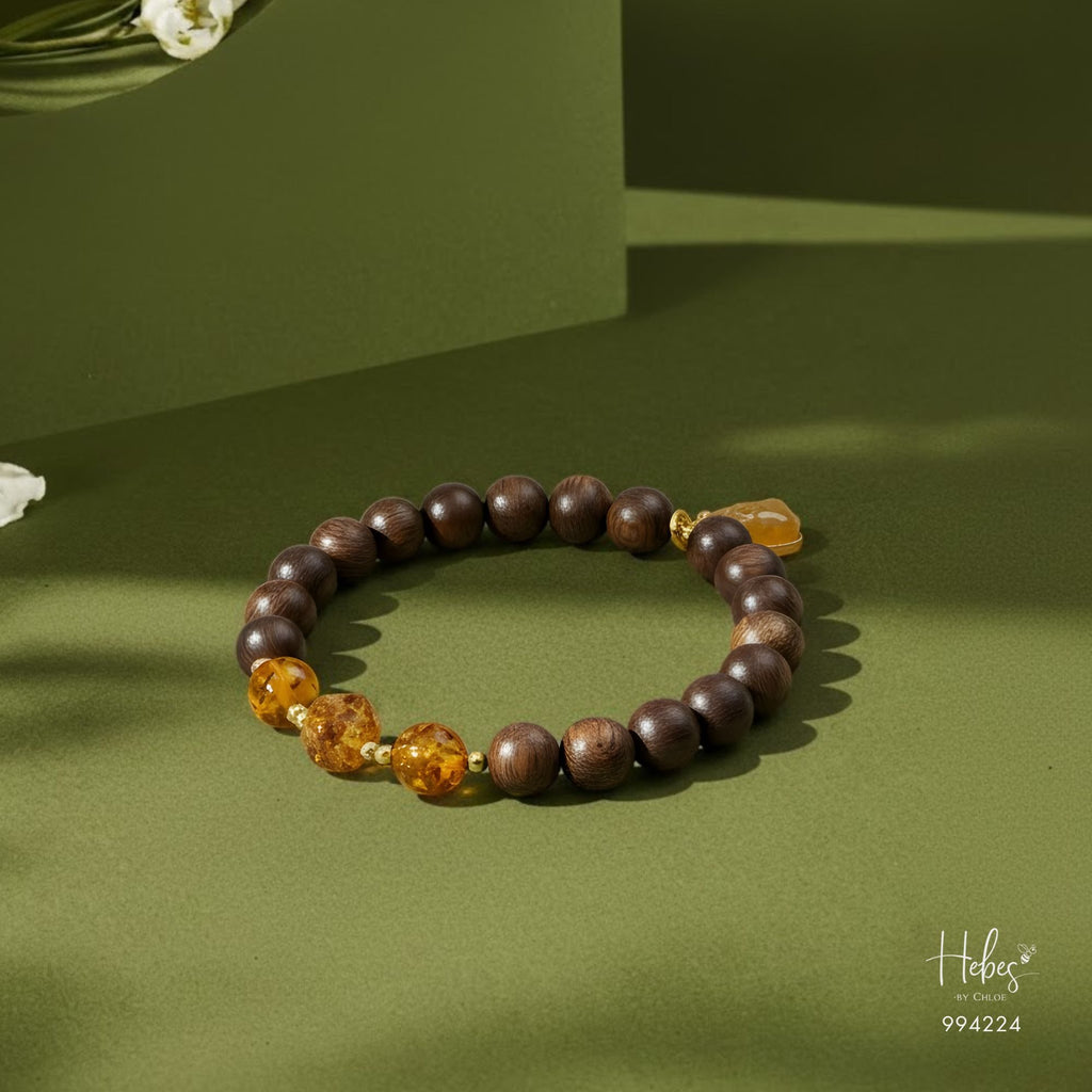 Vietnamese Agarwood Amber with Pixiu Charm Bracelet (8mm) 994224