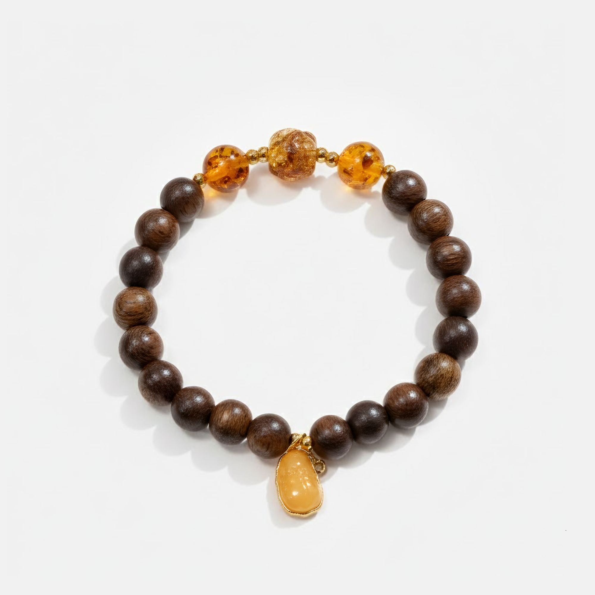 Vietnamese Agarwood Amber with Pixiu Charm Bracelet (8mm) 994224
