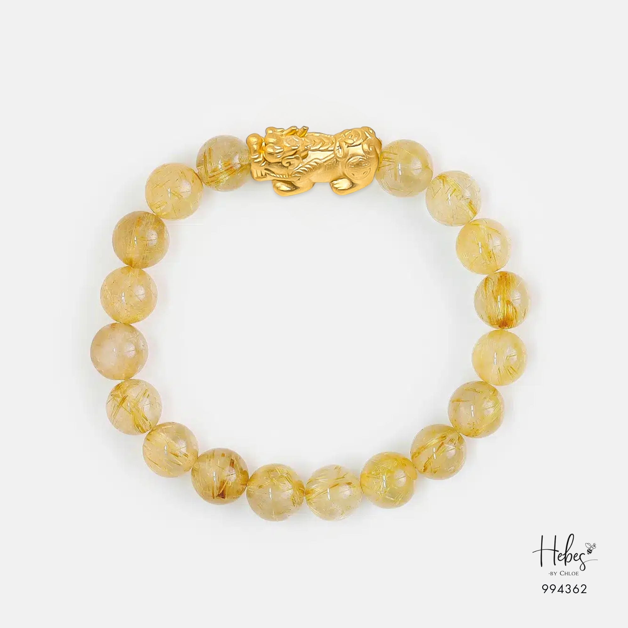 Gold Vermeil Pixiu Yellow Rutilated Bracelet (8mm) 994362