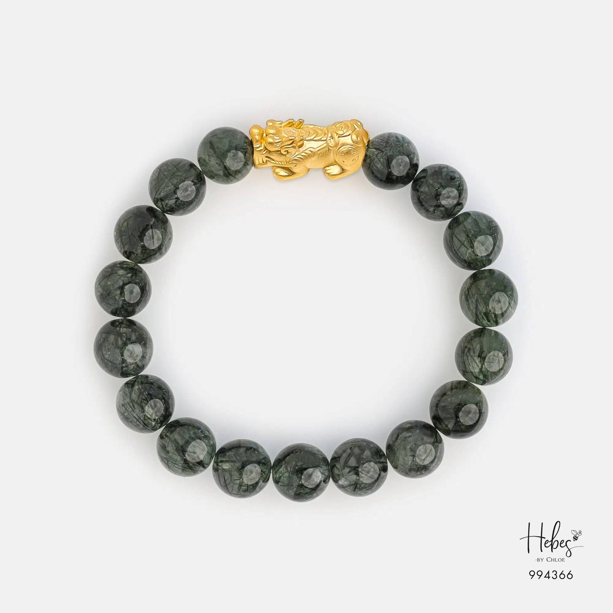 Gold Vermeil Pixiu Green Rutilated Bracelet  (8mm) 994366
