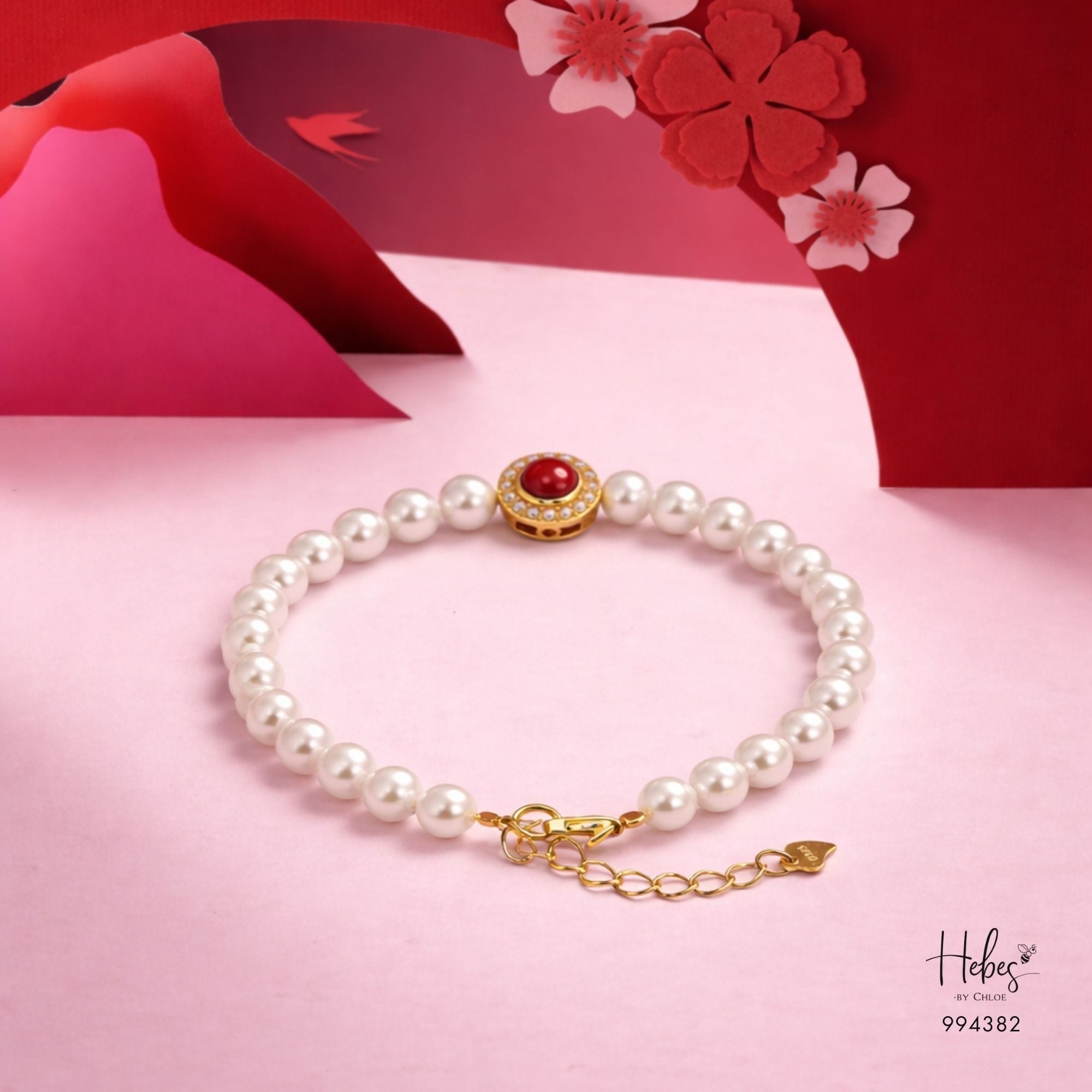 Akoya Pearl Red Jade Halo Bracelet 994382