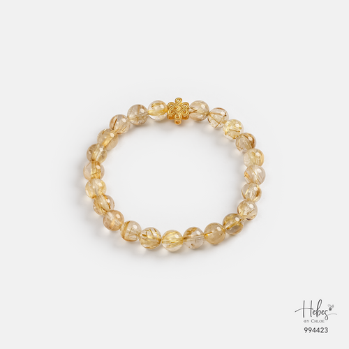 18K Gold Endless Knot Yellow Rutilated Quartz Bracelet (7.5mm) 994423