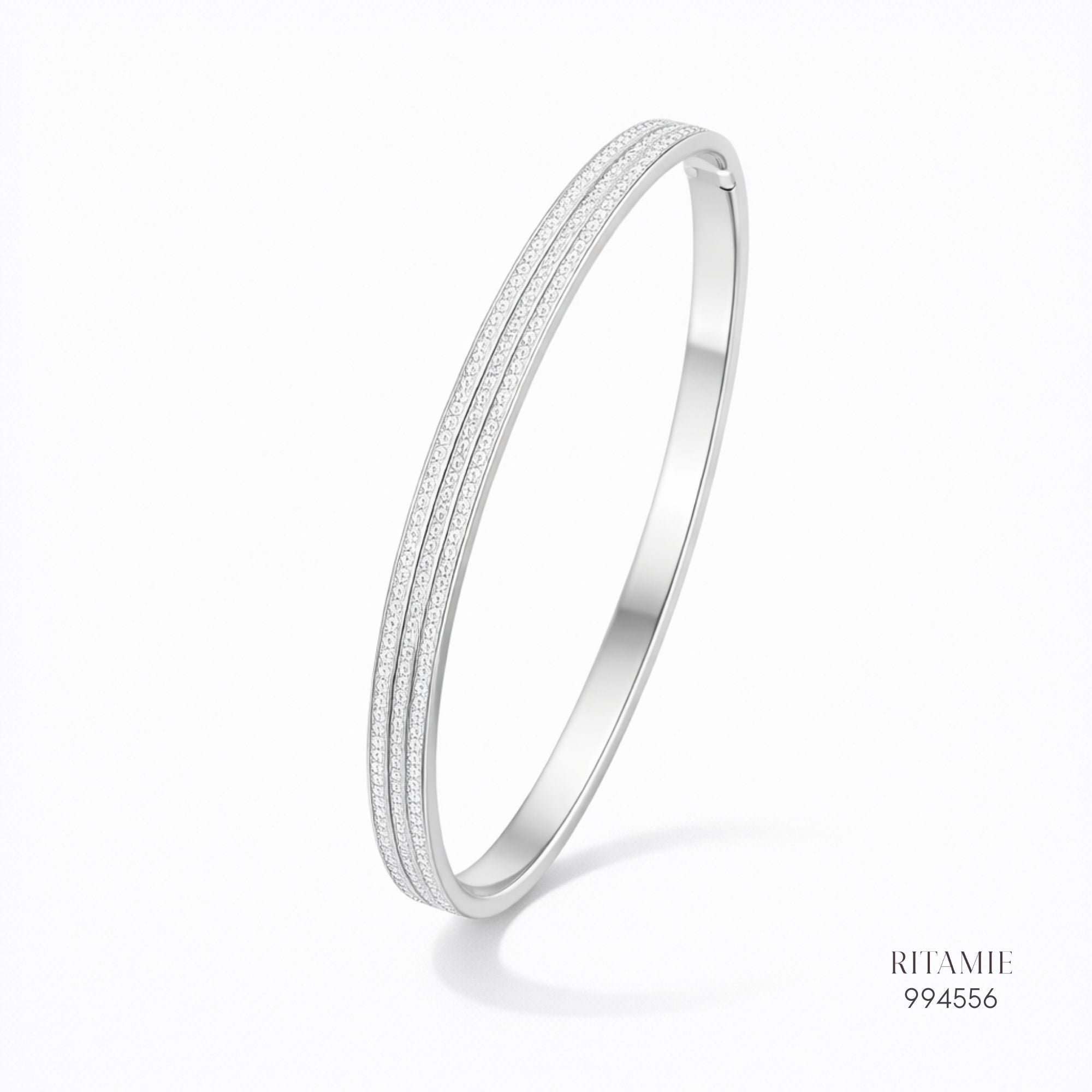 The Triple Row Brilliance Moissanite Silver Bangle 994556
