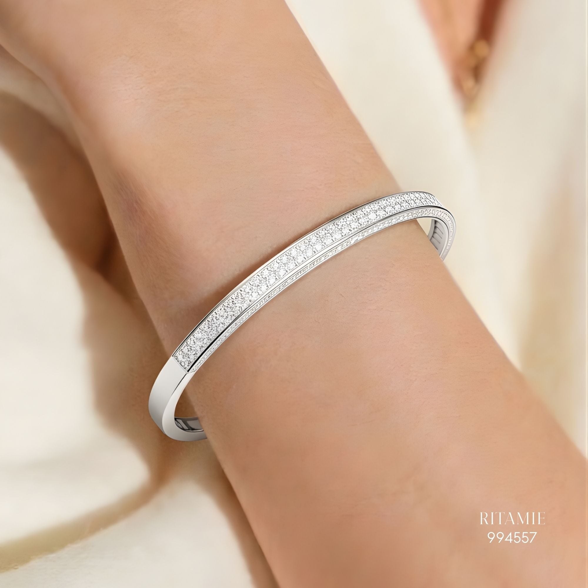 The Stellar Horizon Moissanite Silver Bangle 994557