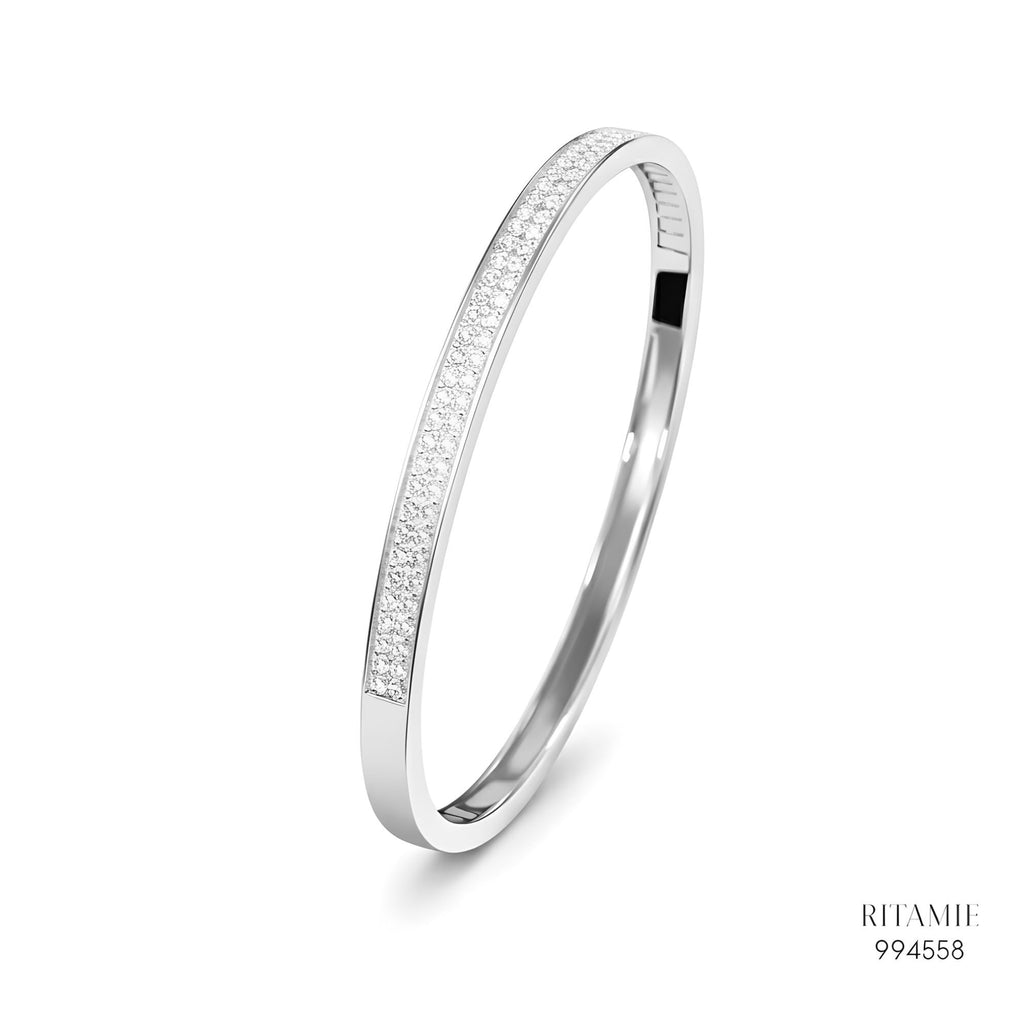 The Triple Row Brilliance Moissanite Silver Bangle 994558