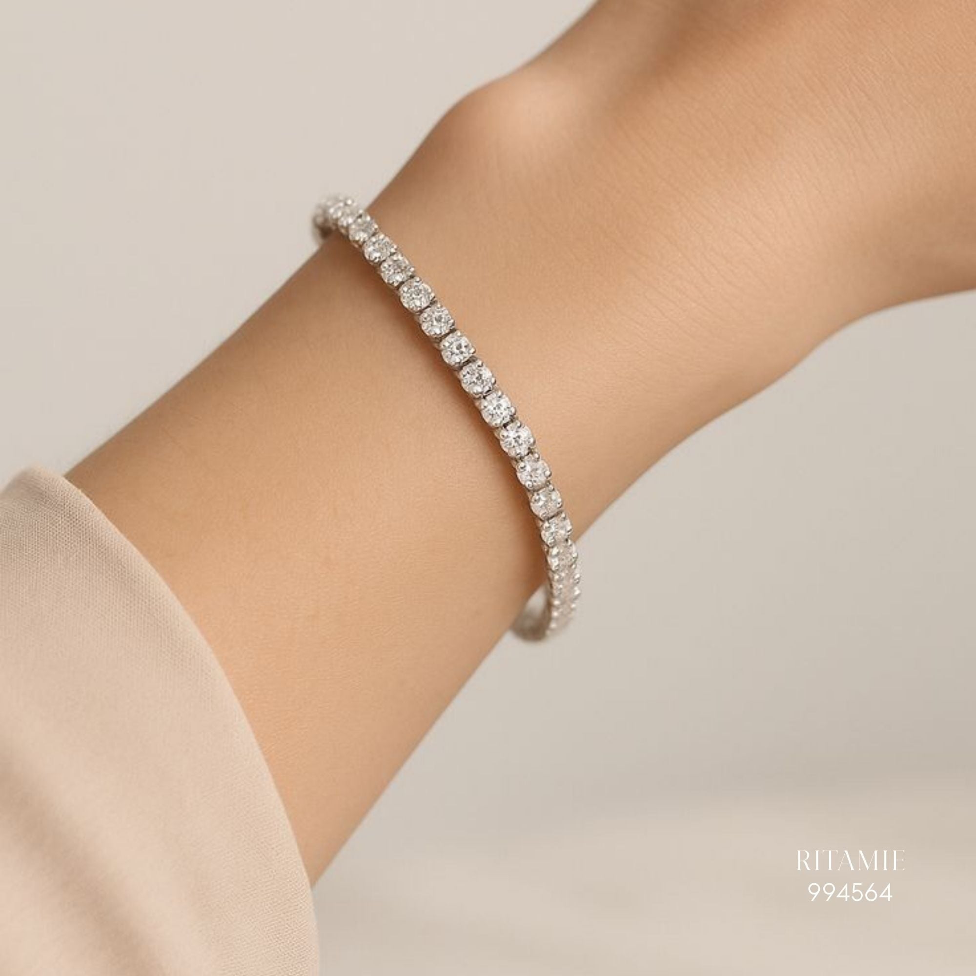 The Timeless Tennis Moissanite - 4mm Silver BraceletS