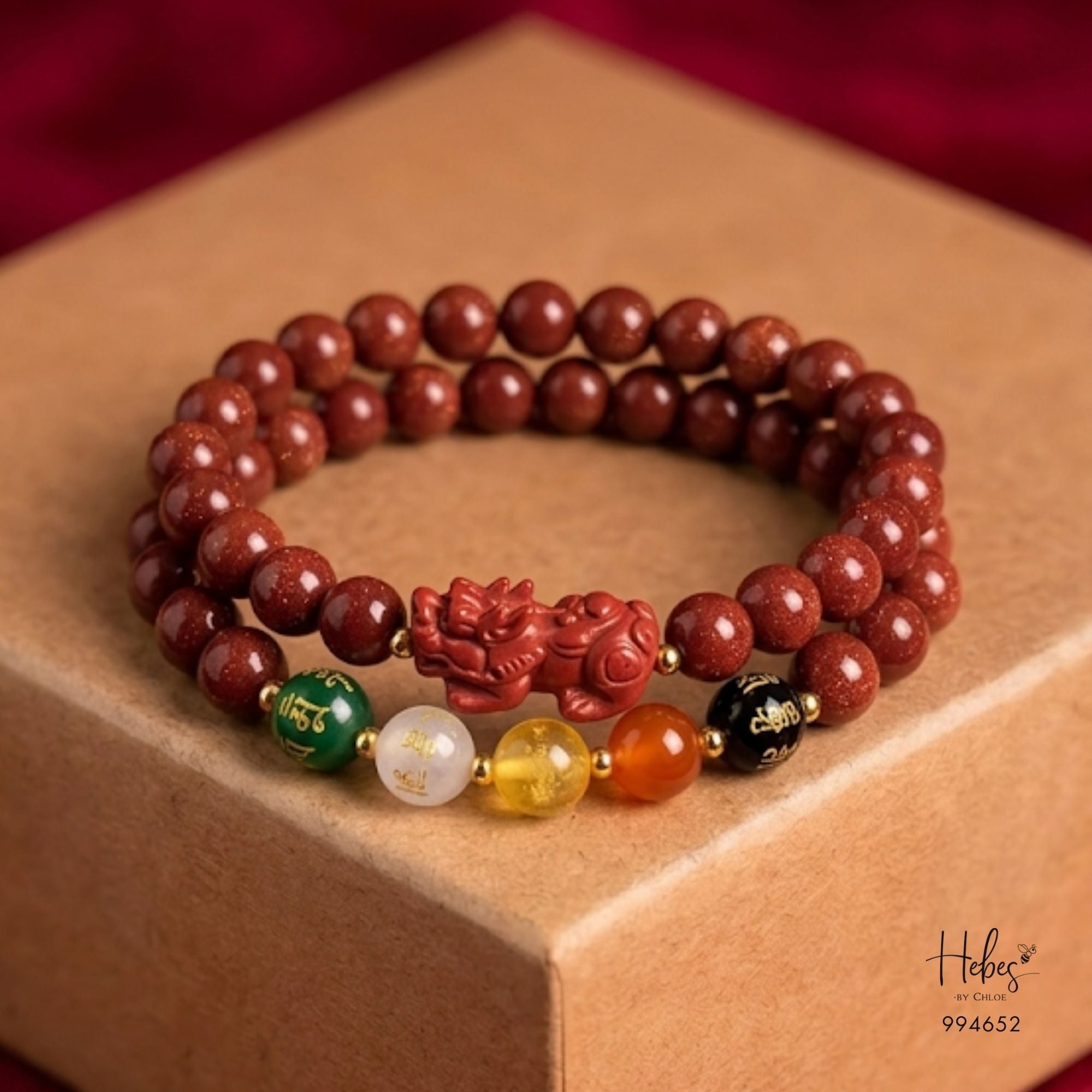 Cinnabar Pixiu Five-Gods Bracelet 994652