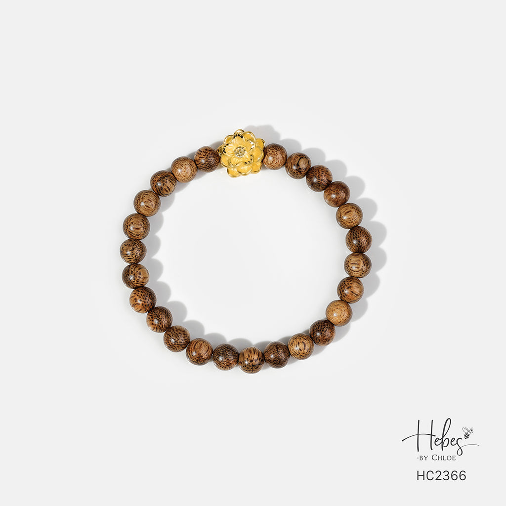 Vietnamese Agarwood Lotus Charm Bracelet HC2366