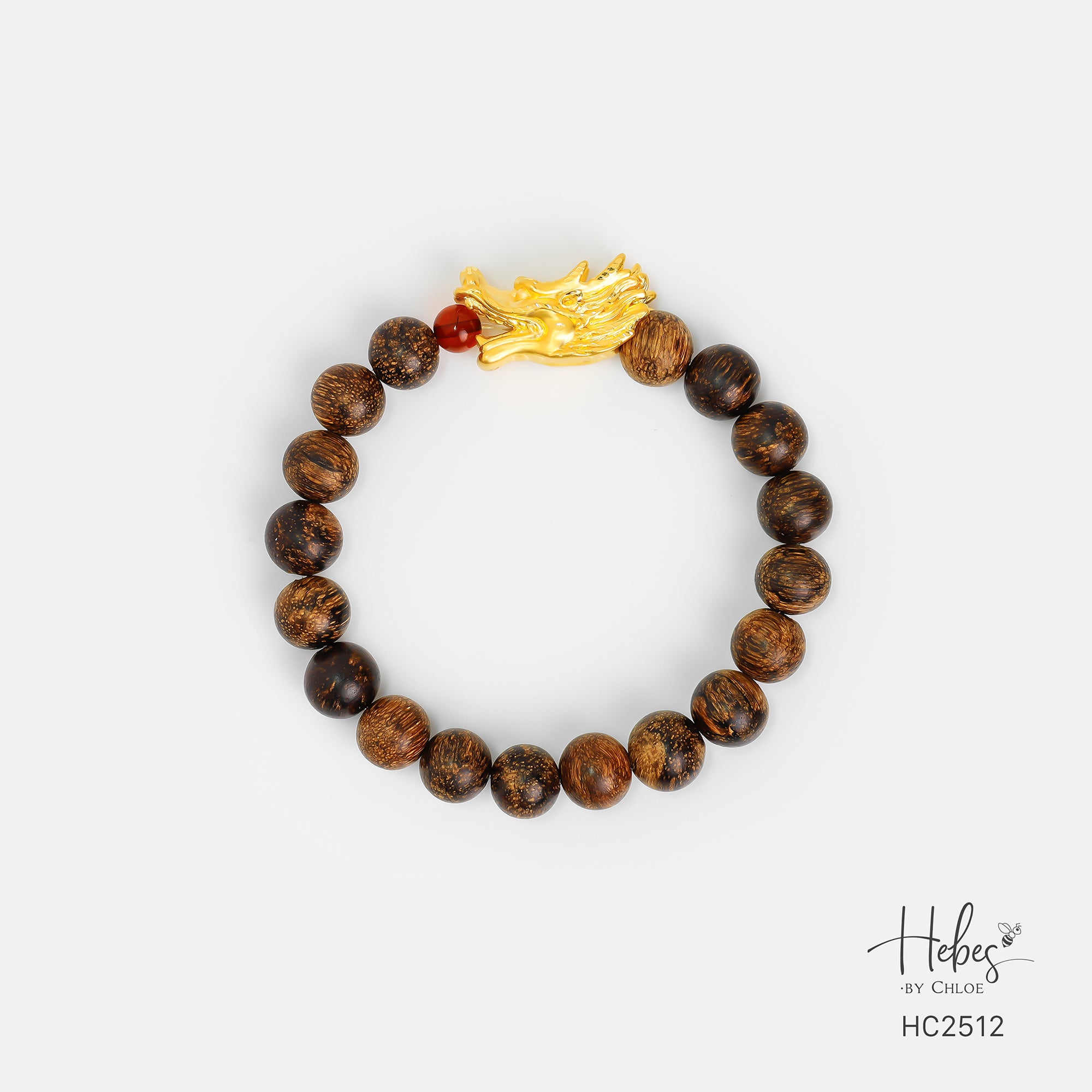 Indonesian Agarwood Jade Dragon Charm Bracelet HC2512