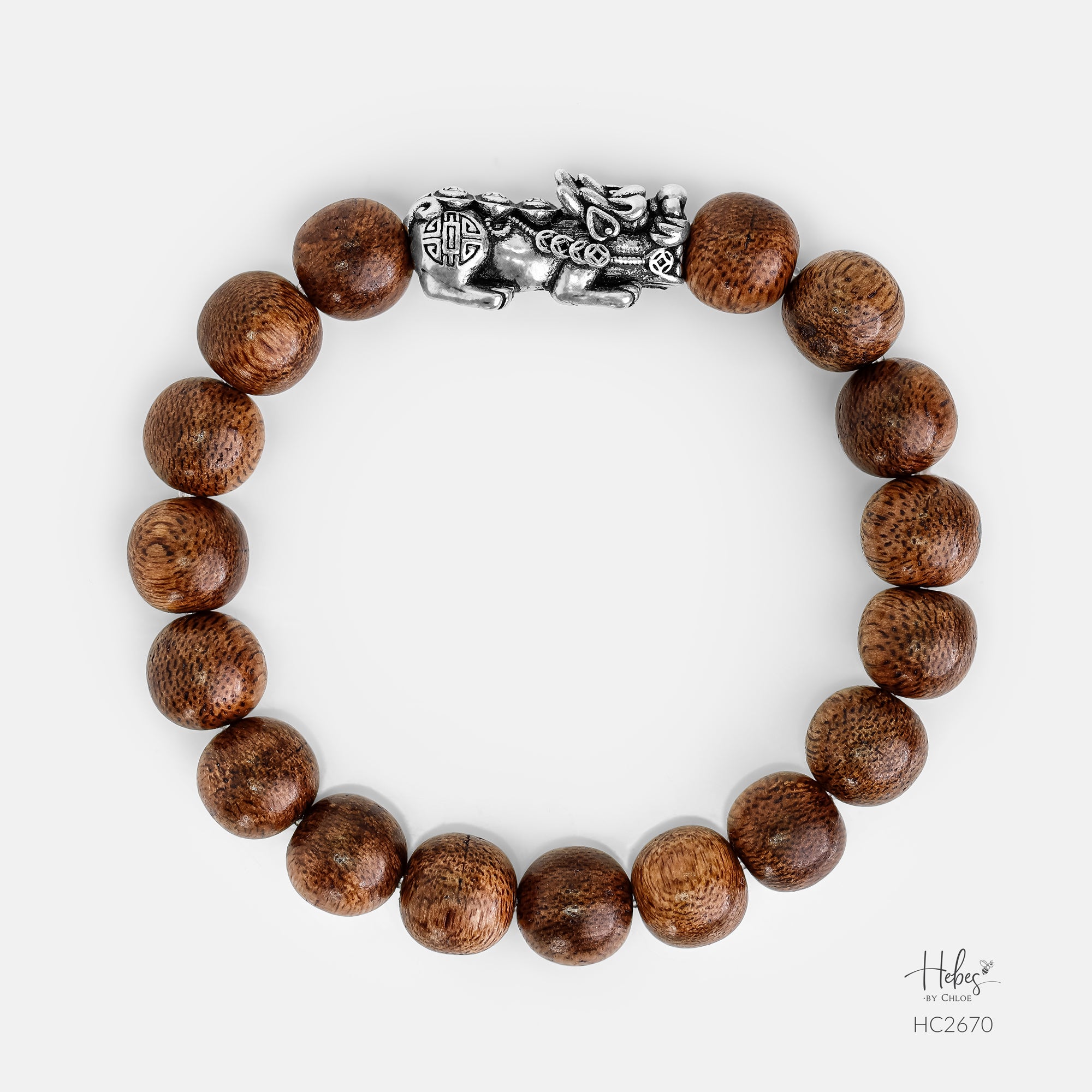 Vietnamese Agarwood Pixiu Dragon Charm Bracelet HC2670