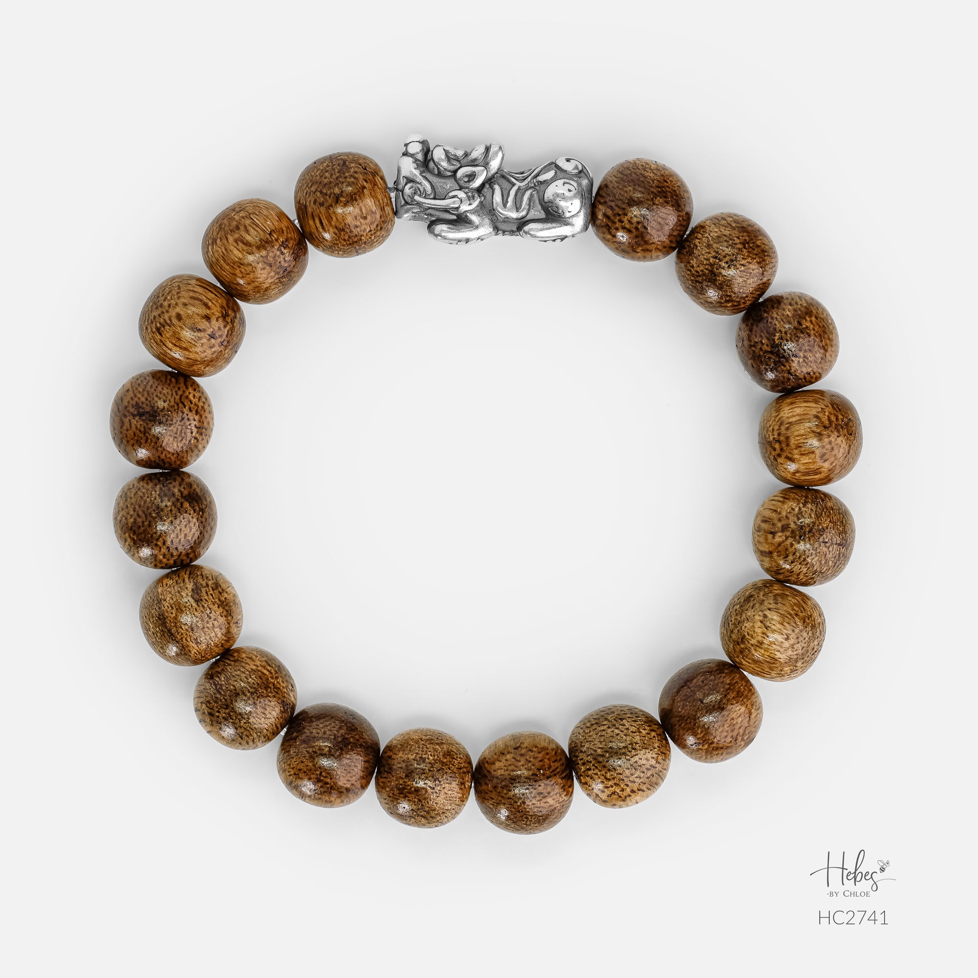 Vietnamese Agarwood Pixiu Dragon Charm  Bracelet (12mm) - HC2741