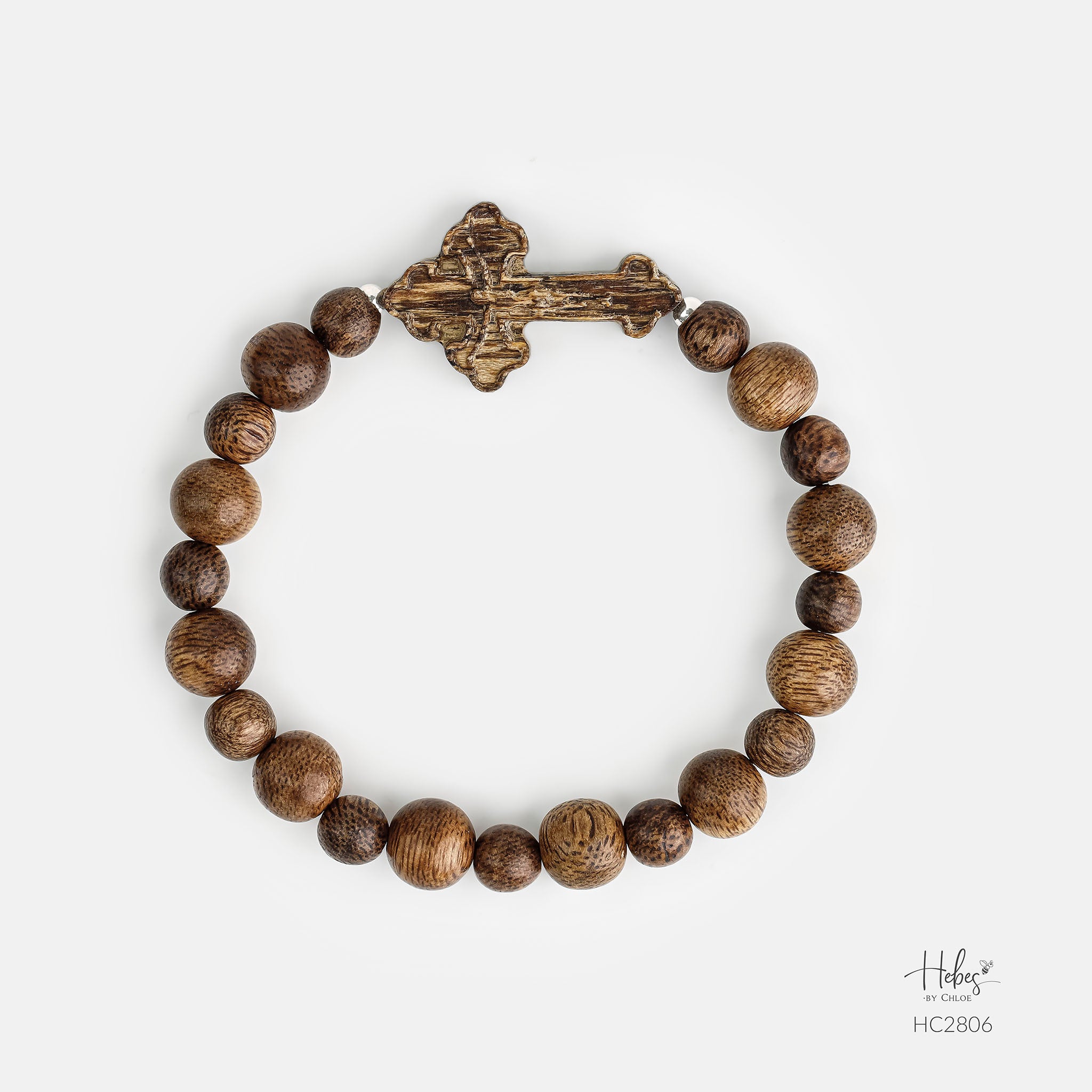 Vietnamese Agarwood Cross Charm Bracelet HC2806