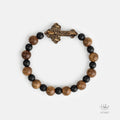 Vietnamese Agarwood Black Onyx Cross Charm Bracelet HC2807