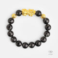 24K Gold Pixiu Black Rutilated Quartz Bracelet (10mm) 992849