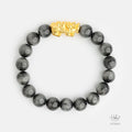 24K Gold Pixiu Grey Tiger Eye Bracelet (12mm) 992863