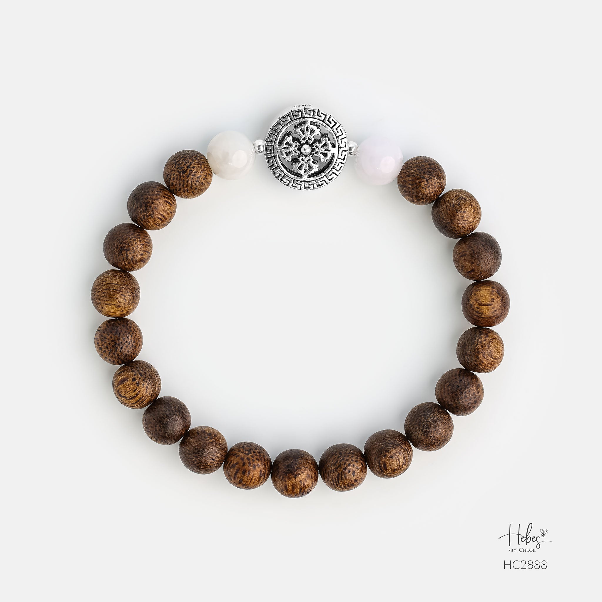 Vietnamese Agarwood Moonstone Flower Bracelet HC2888