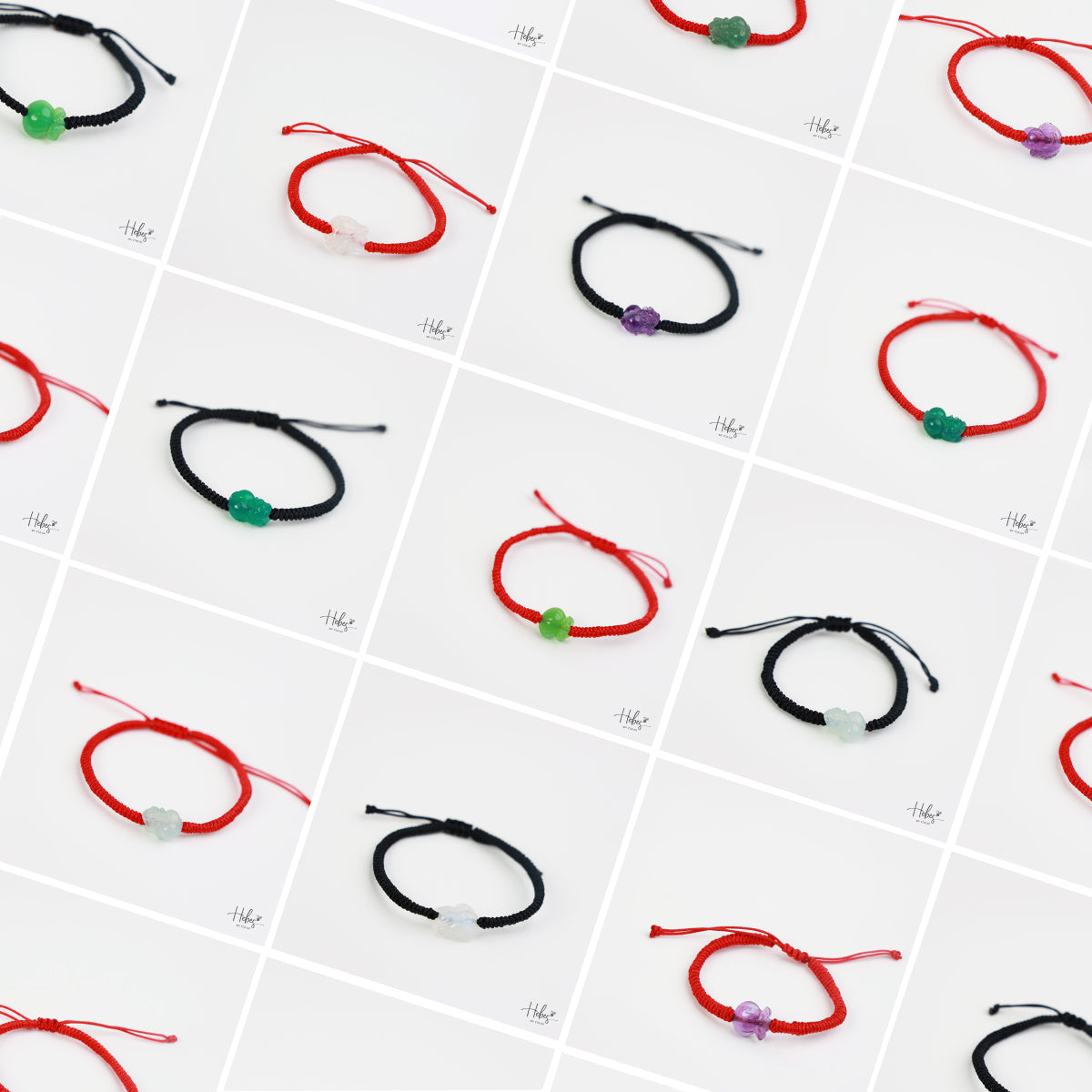 Lucky String Bracelets with Carved Stone