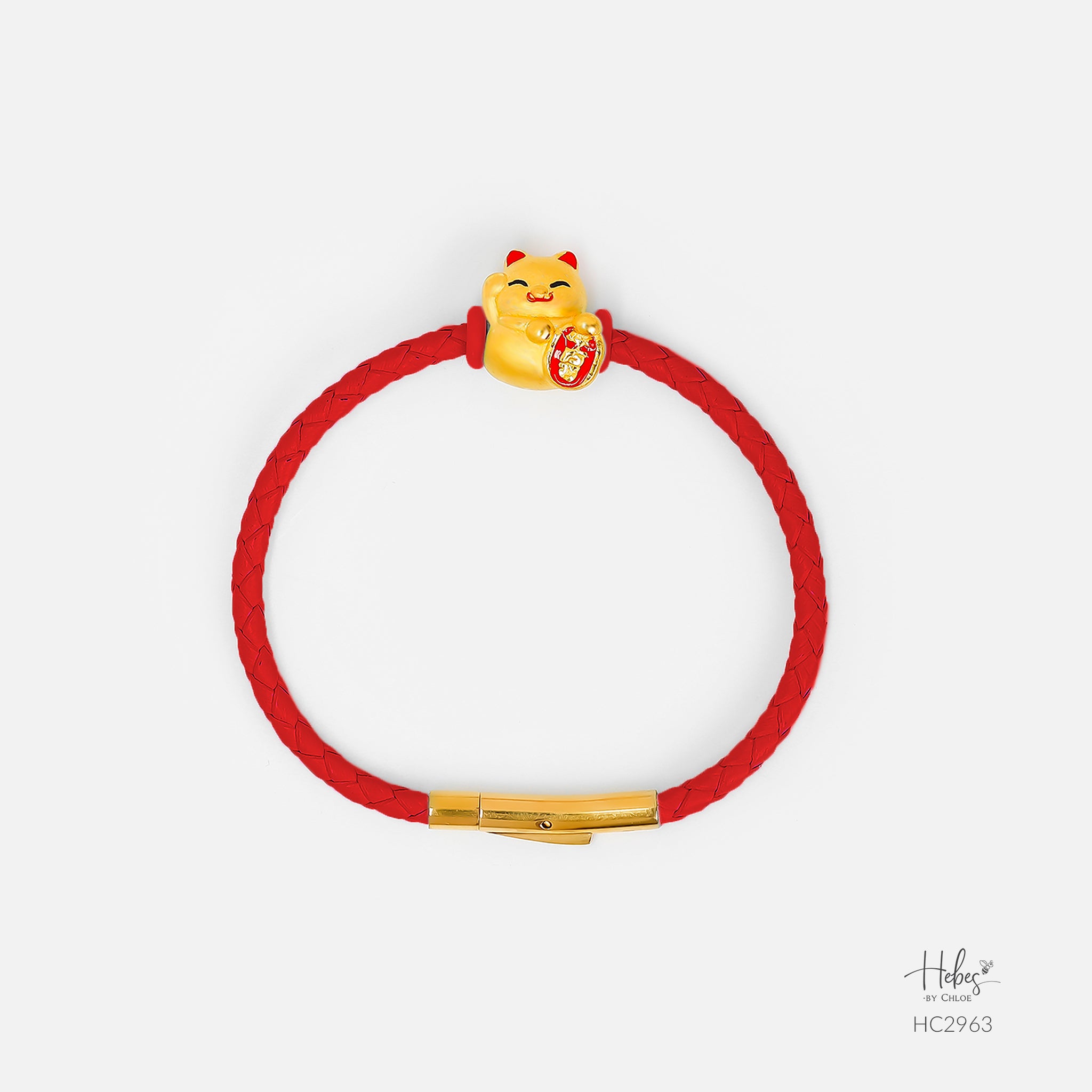 Hebes 24K Gold Lucky Leather Bracelet HC2963