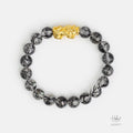 Abundant Blessing 24K Gold Pixiu Black Rutilated Quartz Healing Bracelet HC2977